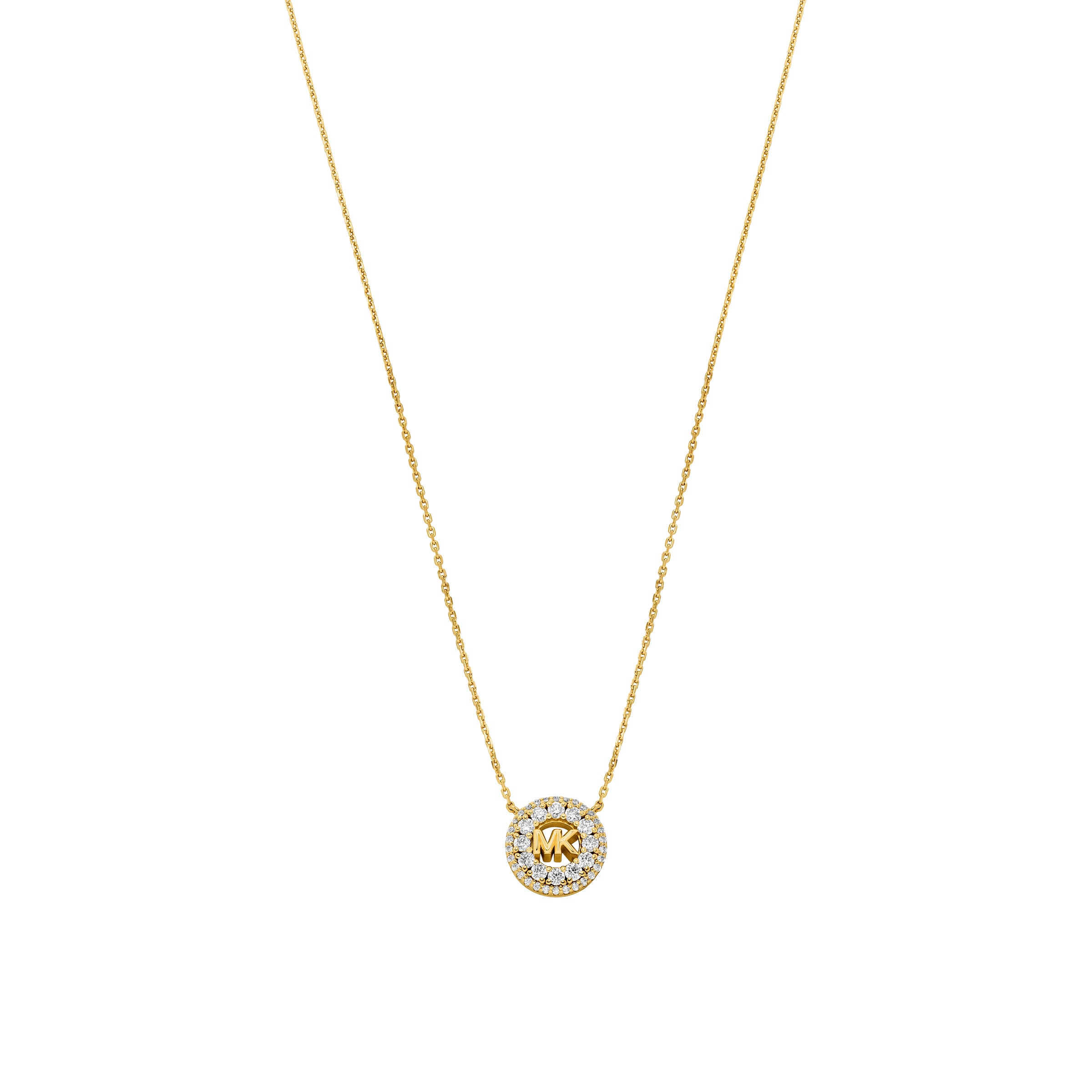 Kette mit Anhänger MICHAEL KORS "Schmuck Geschenk Silber 925 Halsschmuck PREMIUM", gold (gelbgoldfarben, kristallweiß), Halsketten, Damen, Silber 925 (Sterlingsilber), L: 45,5 B: 1mm, mit Zirkonia (synth.), B:1mm