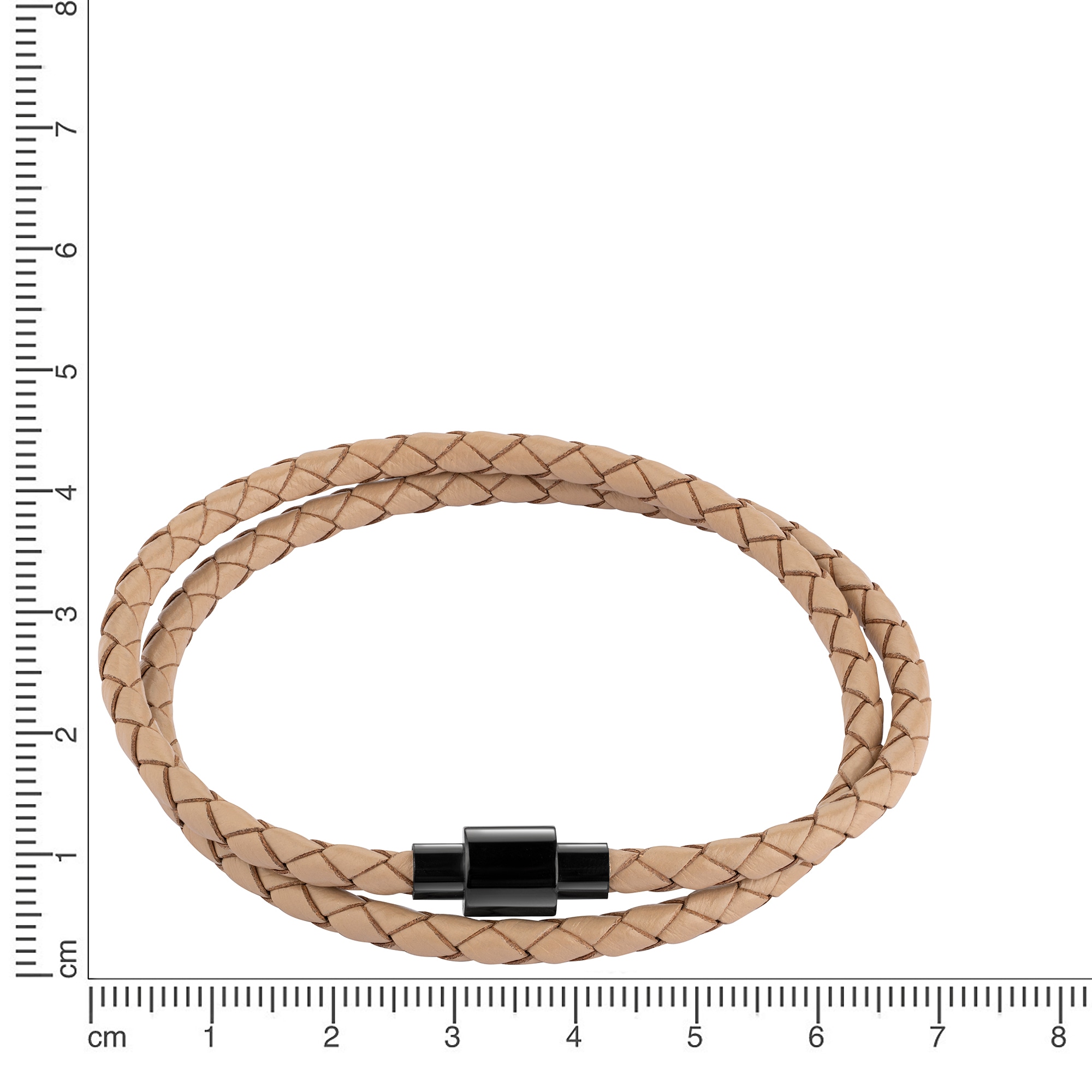 Zeeme Armband »Edelstahl Leder taupe 2-reihig«