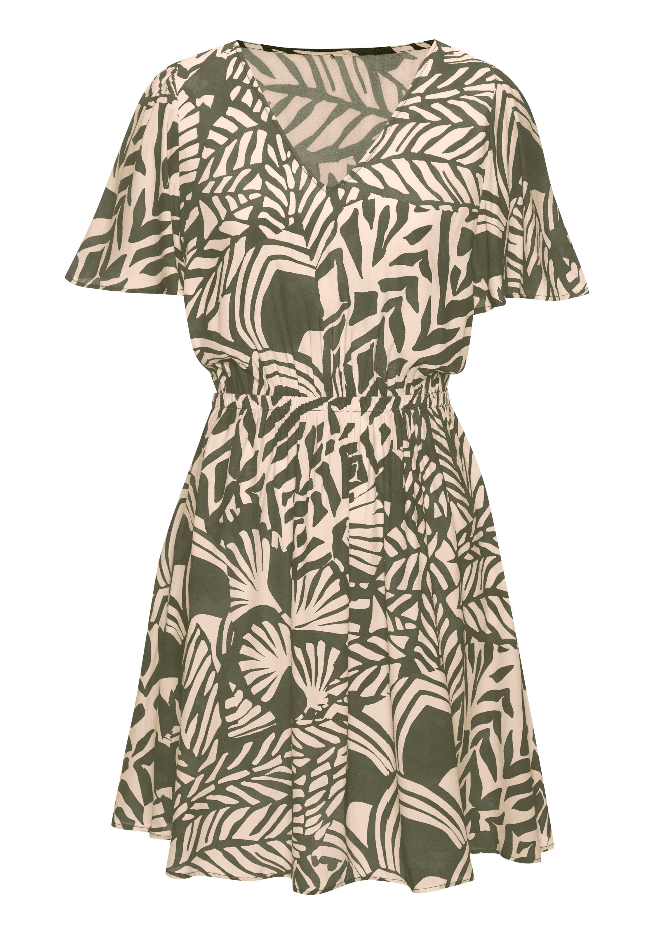 LASCANA Sommerkleid, mit Alloverprint, Flügelärmel, Sommerkleid, Webware günstig online kaufen