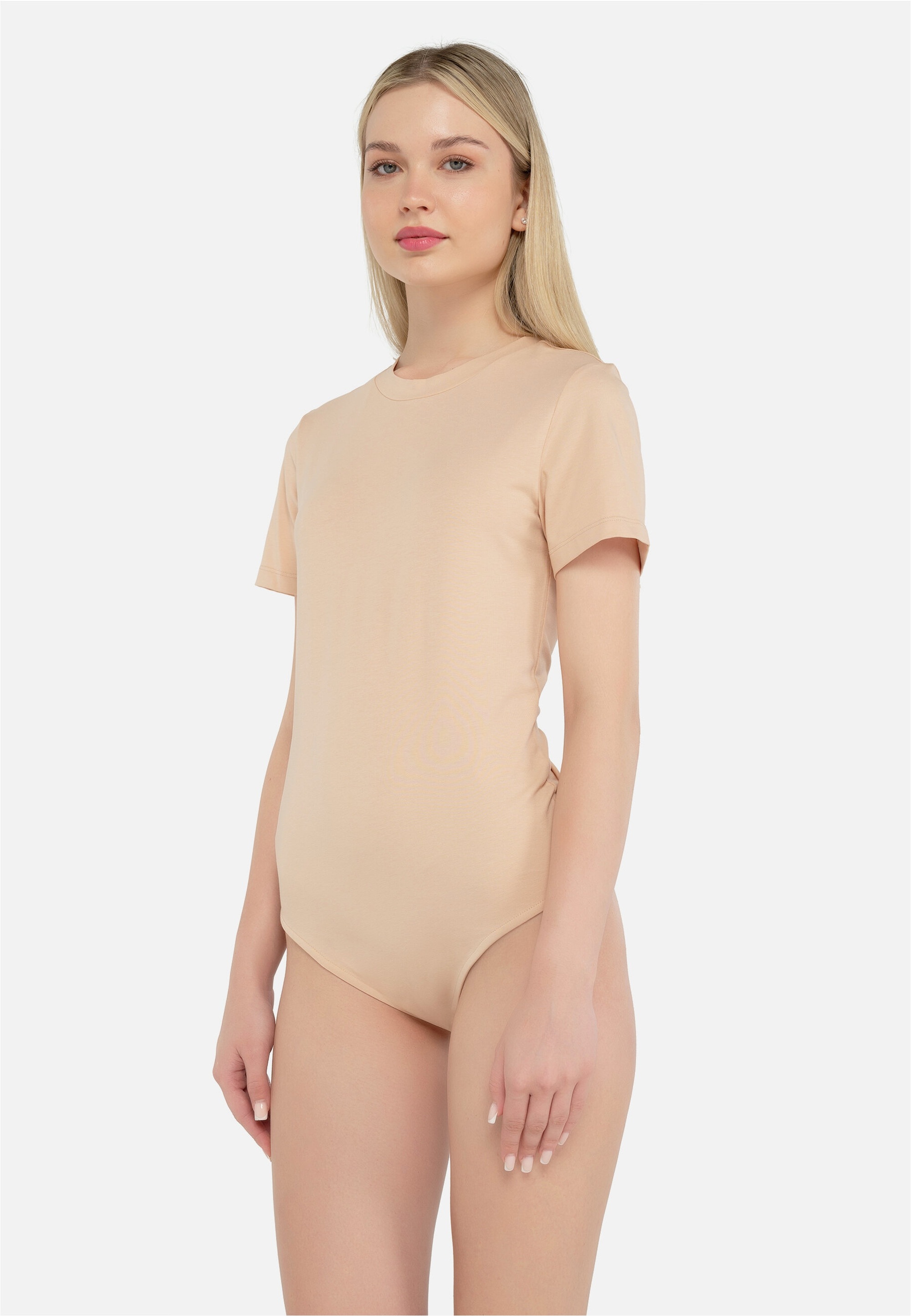 FRESHLIONS Damen Blusenbody "Amata", braun, Gr. S, unifarben, 95% Baumwolle, 5% Elasthan, Bodys, mit kurzen Ärmeln