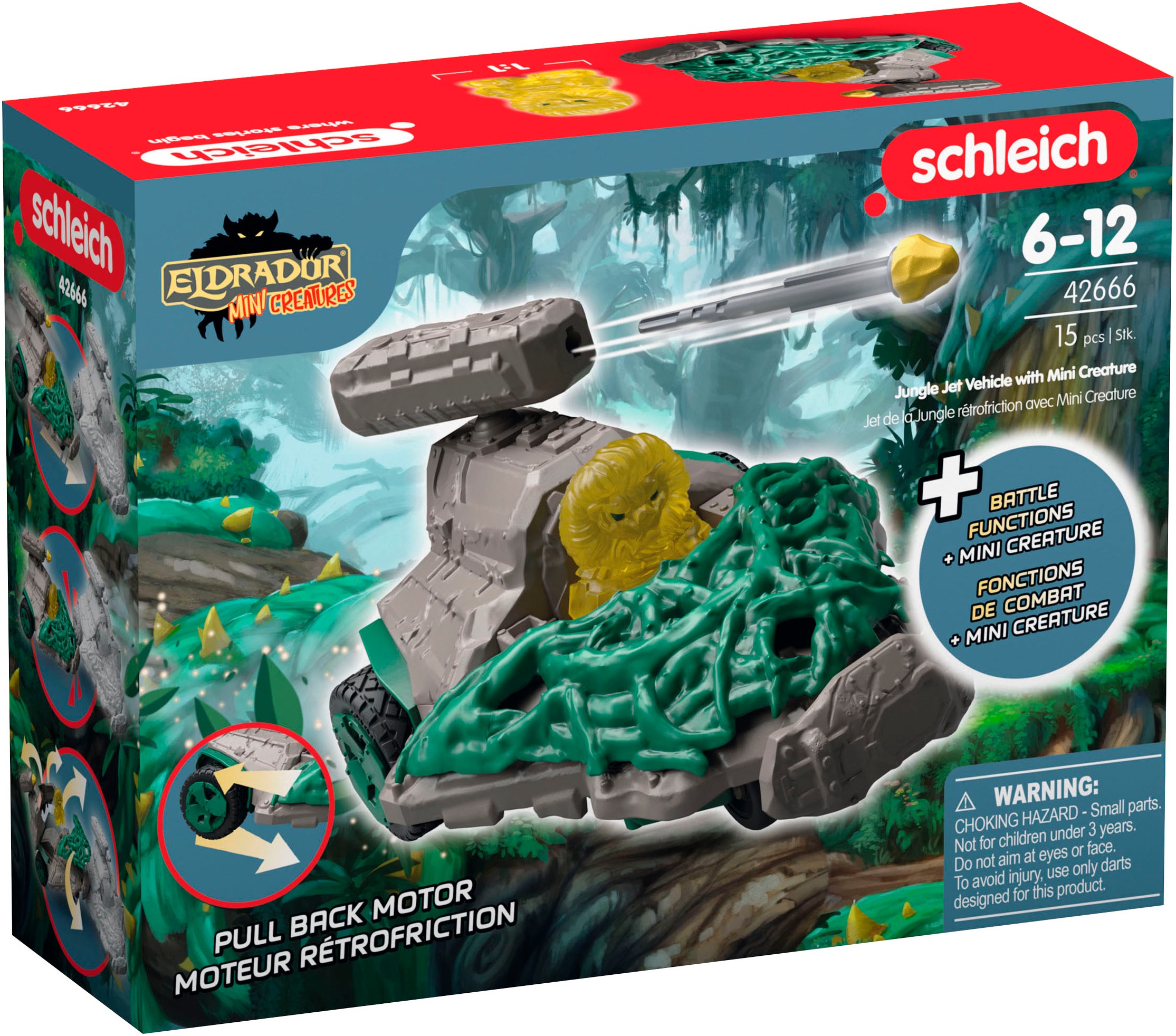 Schleich® Spielzeug-Auto »ELDRADOR® CREATURES, Dschungel Düsenjet Fahrzeug (42666)«, mit Mini Cretaure; Made in Europe