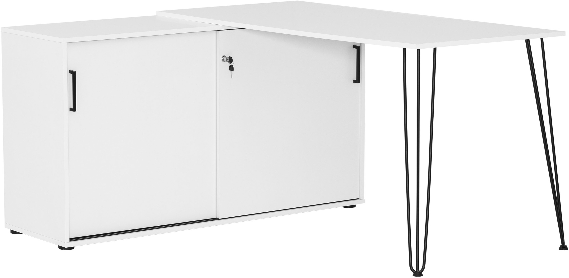 welltime Eckschreibtisch "Ekko, Breite 130 cm" Metallbeschläge, Haarnadelfü günstig online kaufen