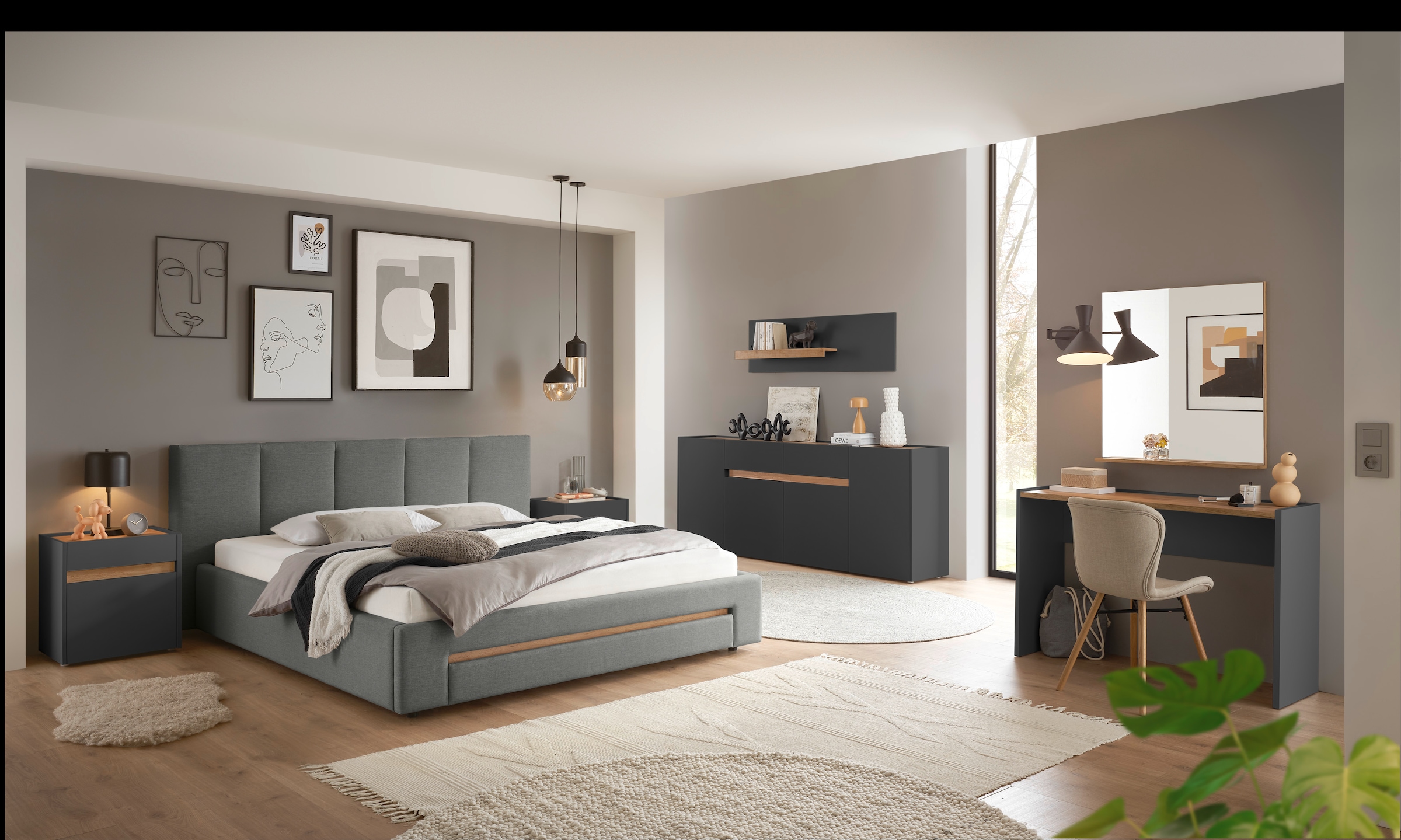 INOSIGN Polsterbett »CiTY/GiRON, Bettgestell mit Bettkasten, gepolstertes Stauraumbett«, mit Hundebett oder Stauraumschublade, Bezug Cord-oder Leinenoptik