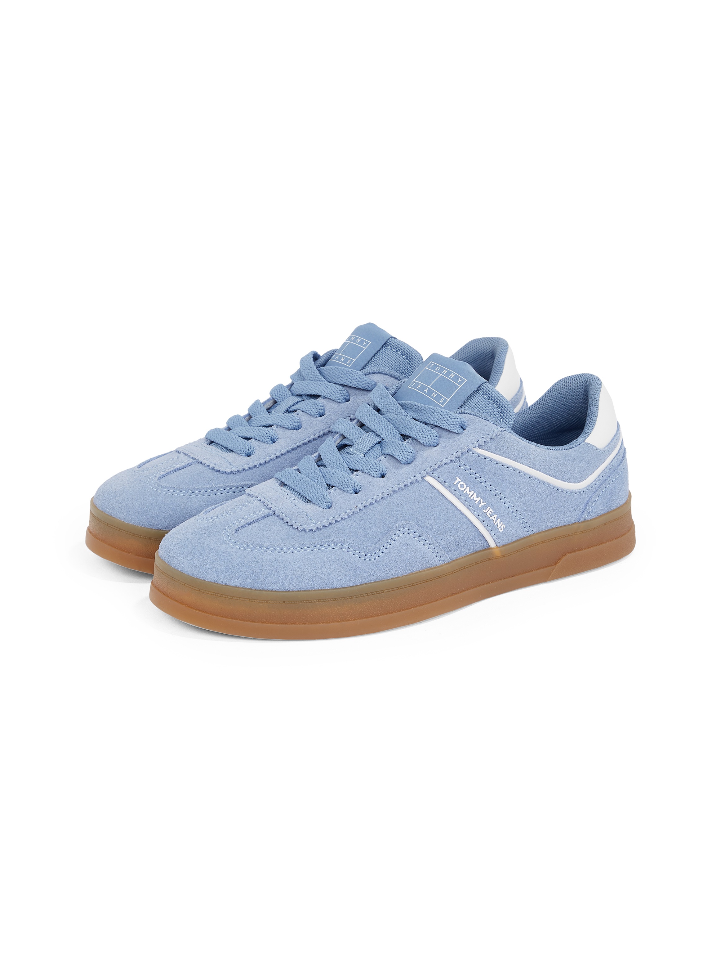 Tommy Jeans Sneaker »THE GREENWICH SUEDE«, Freizeitschuh, Halbschuh, Schnürschuh mit gepolstertem Schaftrand