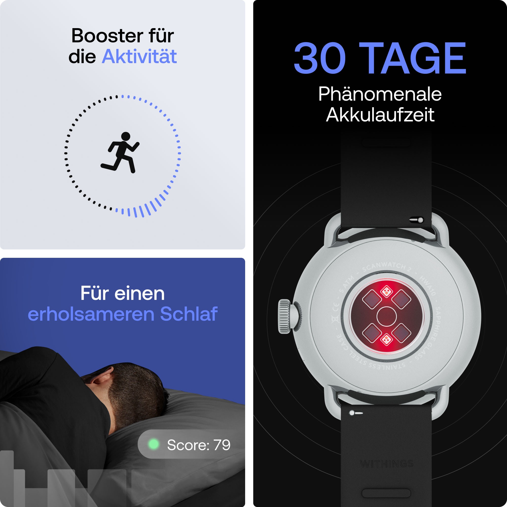 Withings Smartwatch »ScanWatch 2 38mm«, HealthSense OS,)