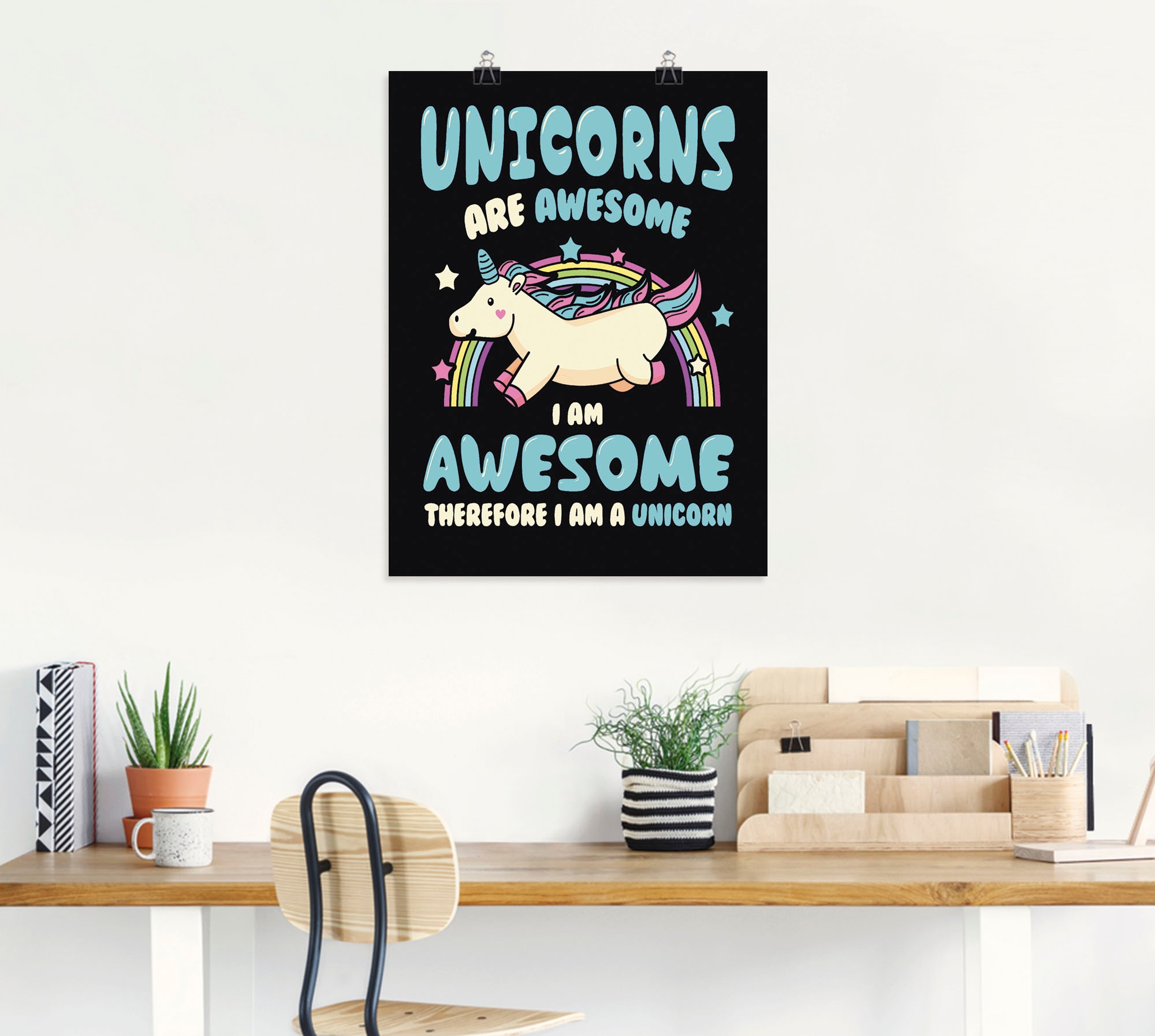 Artland Wandbild »Einhorn Spruch«, Humor, (1 St.), als Poster, Wandaufkleber in verschied. Größen
