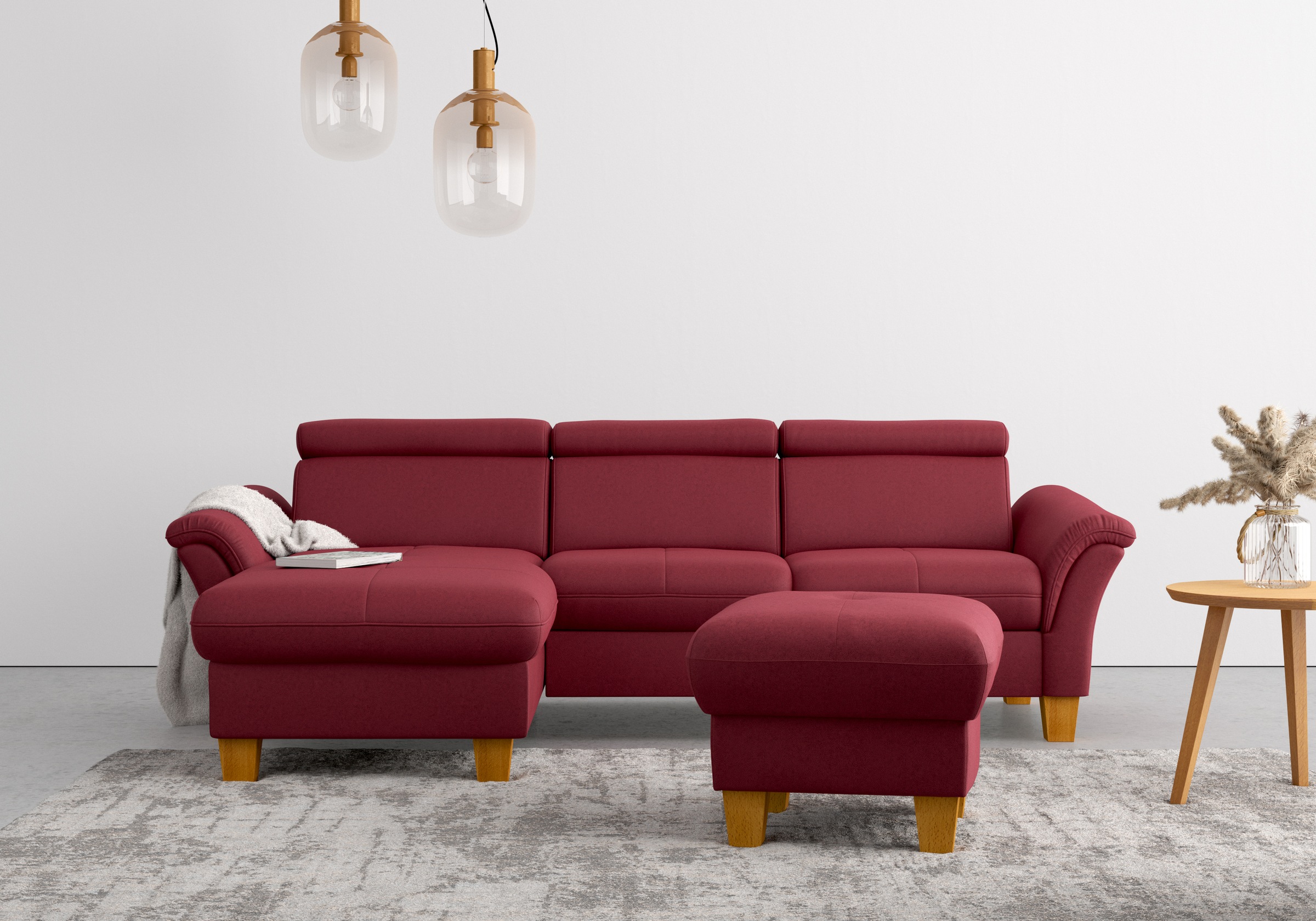 OTTO home Ecksofa "Lindgren L-Form" wahlweise mit Bett mit klappbaren Rollen, Kasten und Kopfverstellung