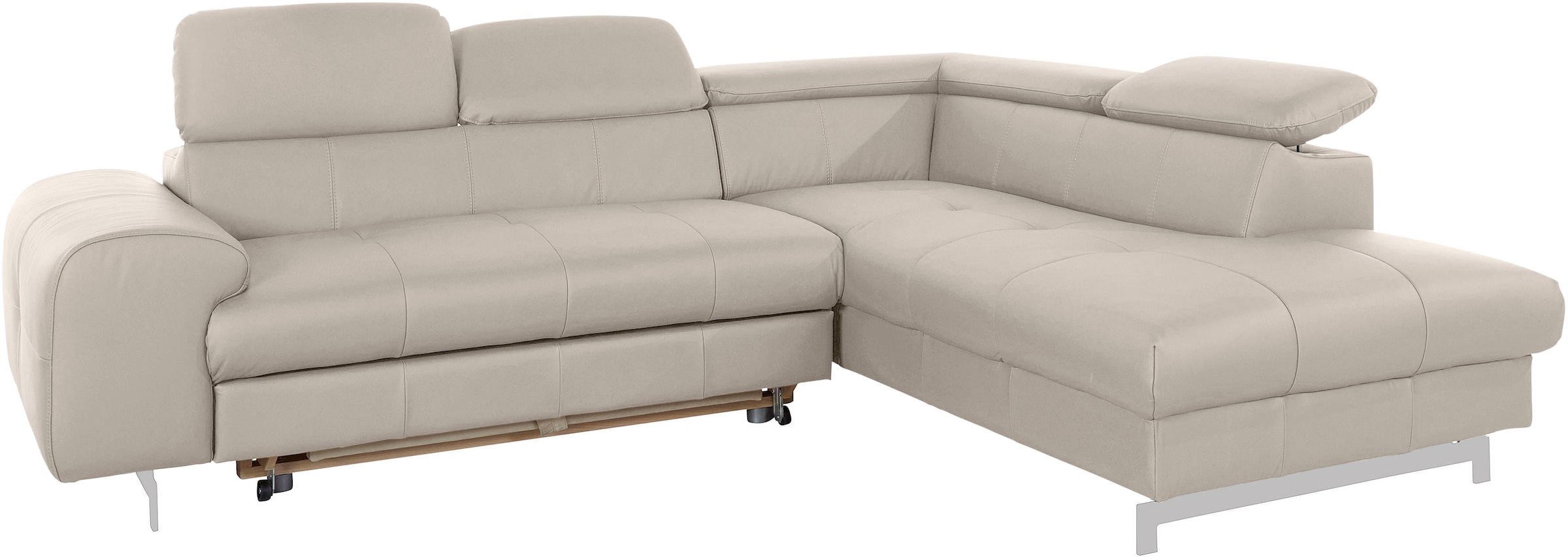 COTTA Ecksofa »Chef L-Form«, mit Kopfteilverstellung, edle Metallkufen, wahlweise mit Bettfunktion