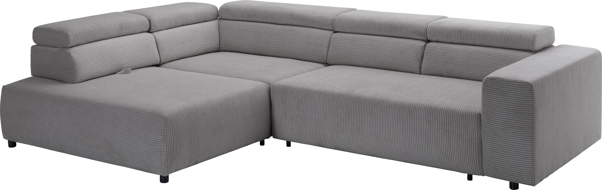 exxpo - sofa fashion Ecksofa »VITTORIO mit Komfortfunktionen, bequem und modern, Cord, L-Form«, inkl. Kopfteil- und Sitztiefenverstellung, wahlweise mit Bettfunktion
