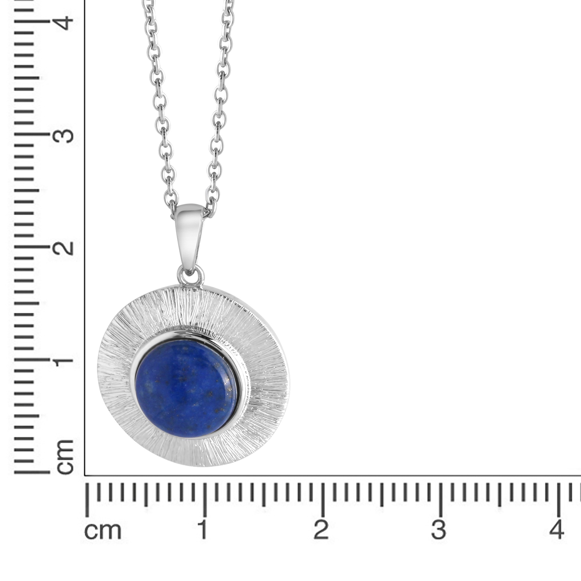Zeeme Kette mit Anhänger »Silber 925 rhodiniert 42+3cm glanz/matt mit echtem Lapis 10mm«