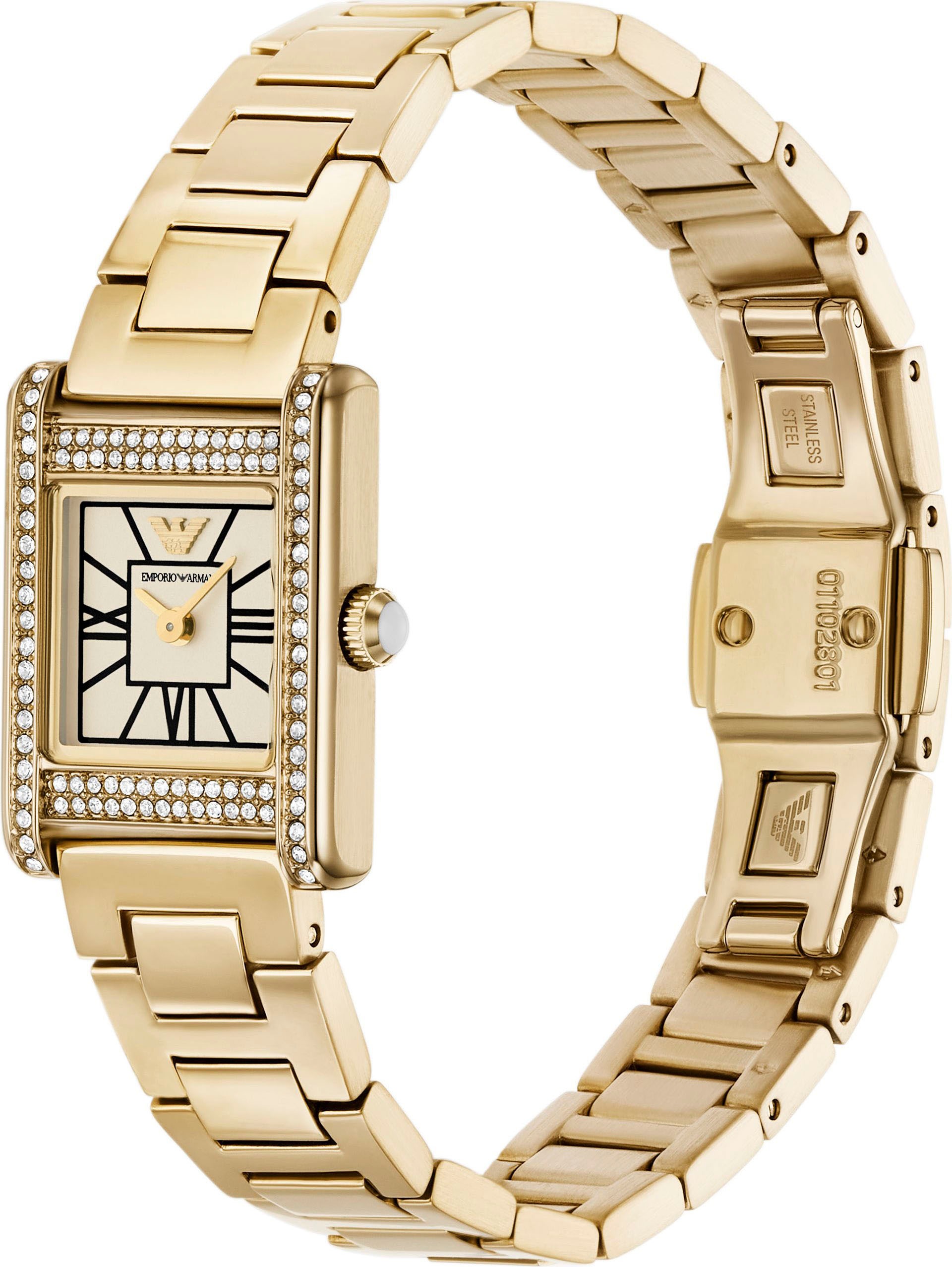 Emporio Armani Quarzuhr, Armbanduhr, Damenuhr, Edelstahlarmband, analog