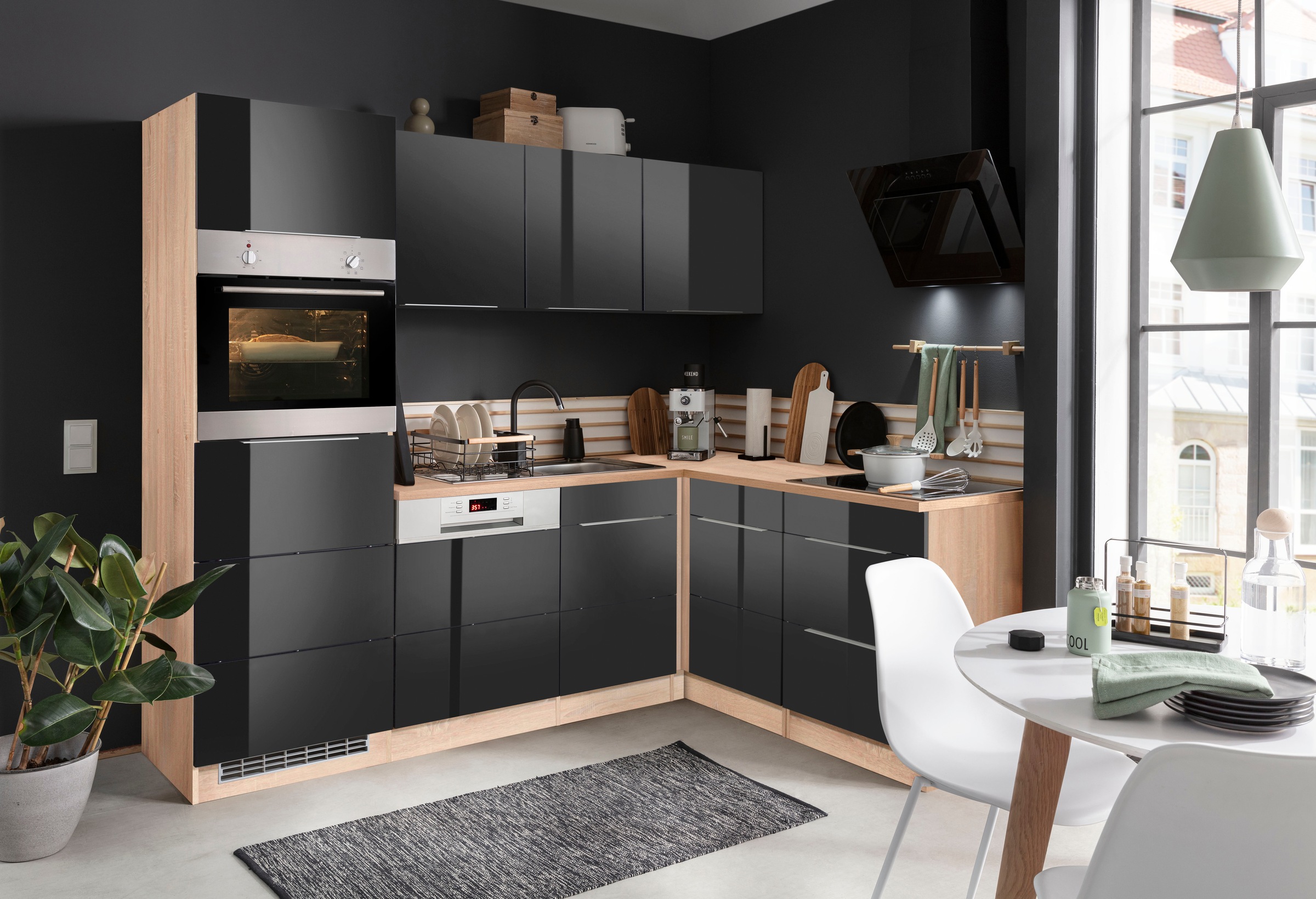 KOCHSTATION Winkelküche »KS-Brindisi Stellbreite 230/170 cm«, wahlweise mit E-Geräten und Induktion, mit MDF-Fronten