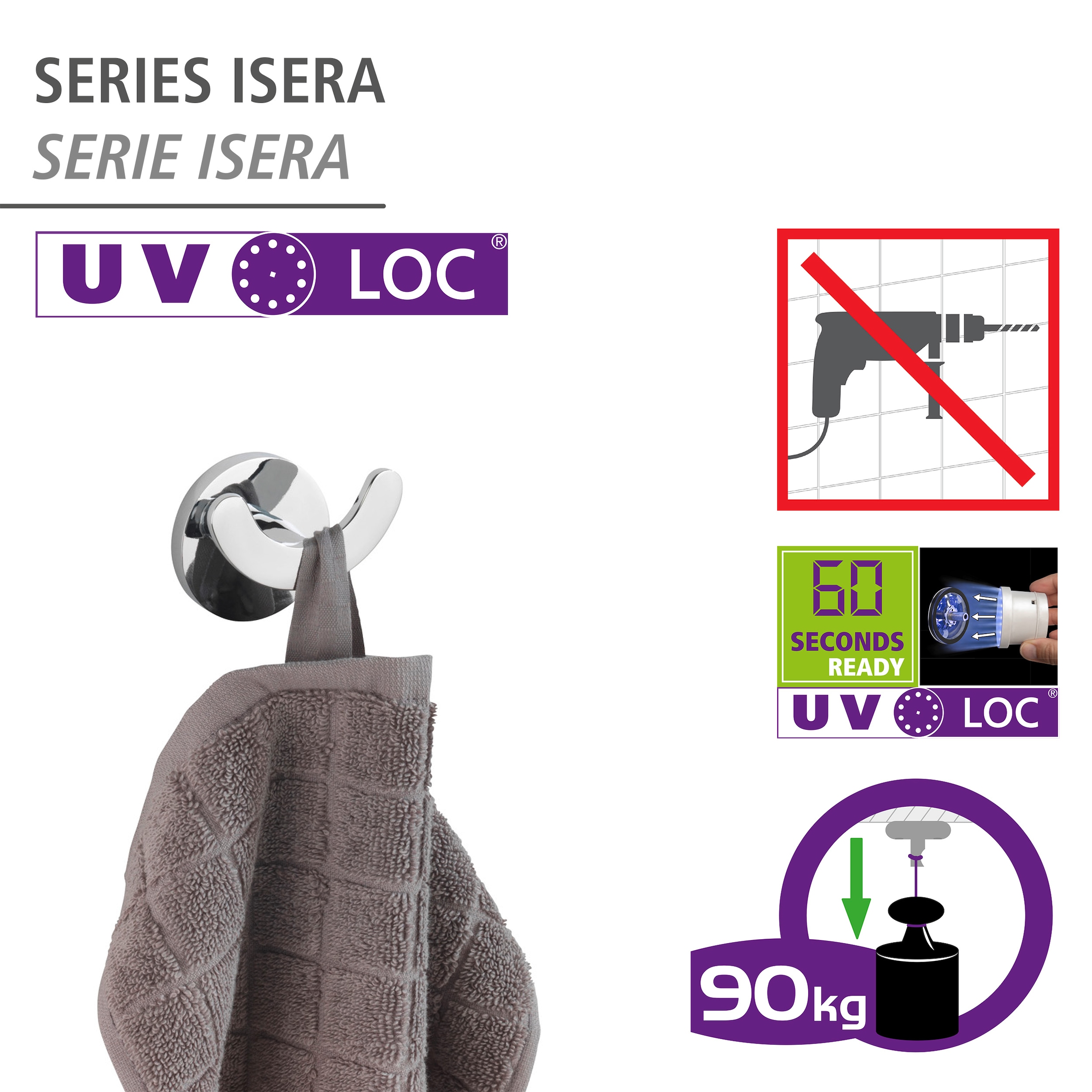 WENKO Wandhaken »UV-Loc® Isera«, ohne Bohren