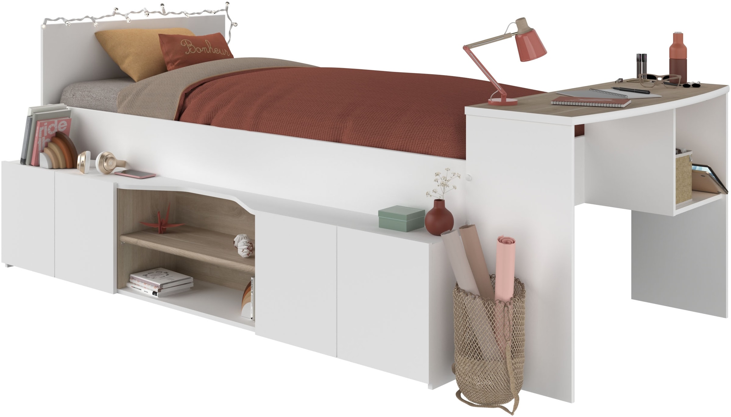 Parisot Hochbett "Cleo" 1 Stk. tlg. Schreibtisch beidseitig anbaubar, viel günstig online kaufen