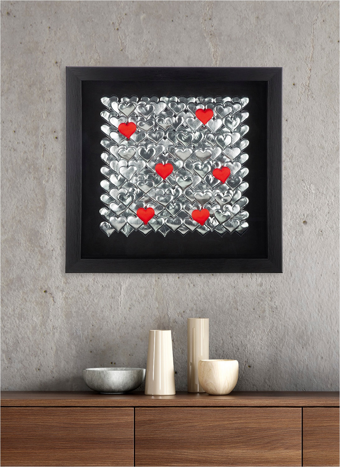 GILDE Metallbild »Bild quadratisch Heart  schwarz« Herzen 1 Stk. tlg. Herzbild Wanddekoration romantisch modern 3D-Optik Wohnaccessoire