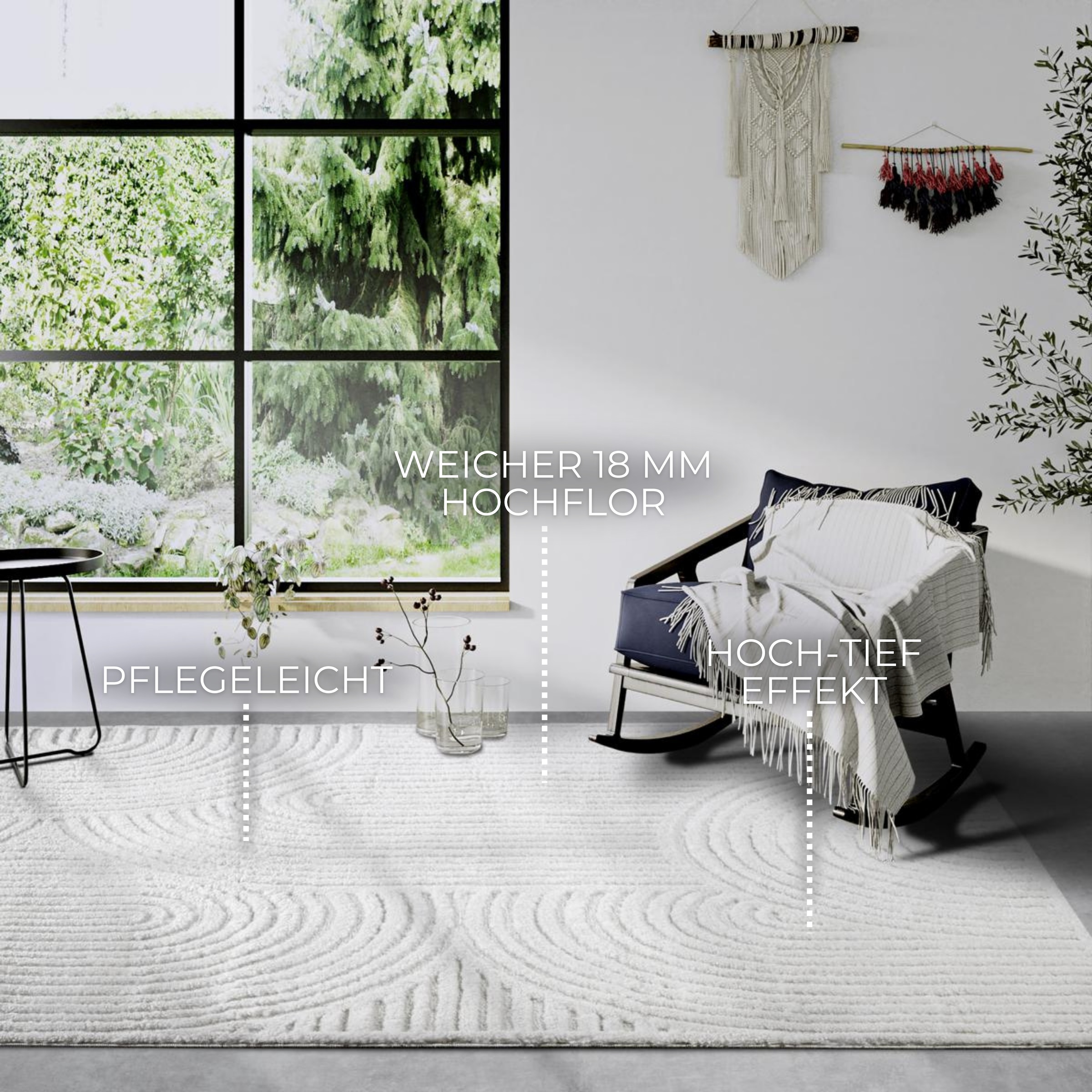 ELLE DECORATION Designteppich »Chappe«, rechteckig, 18 mm Höhe, Shaggy, Läufer, flauschig, weich, Langflor, modern, Hoch Tief Effekt
