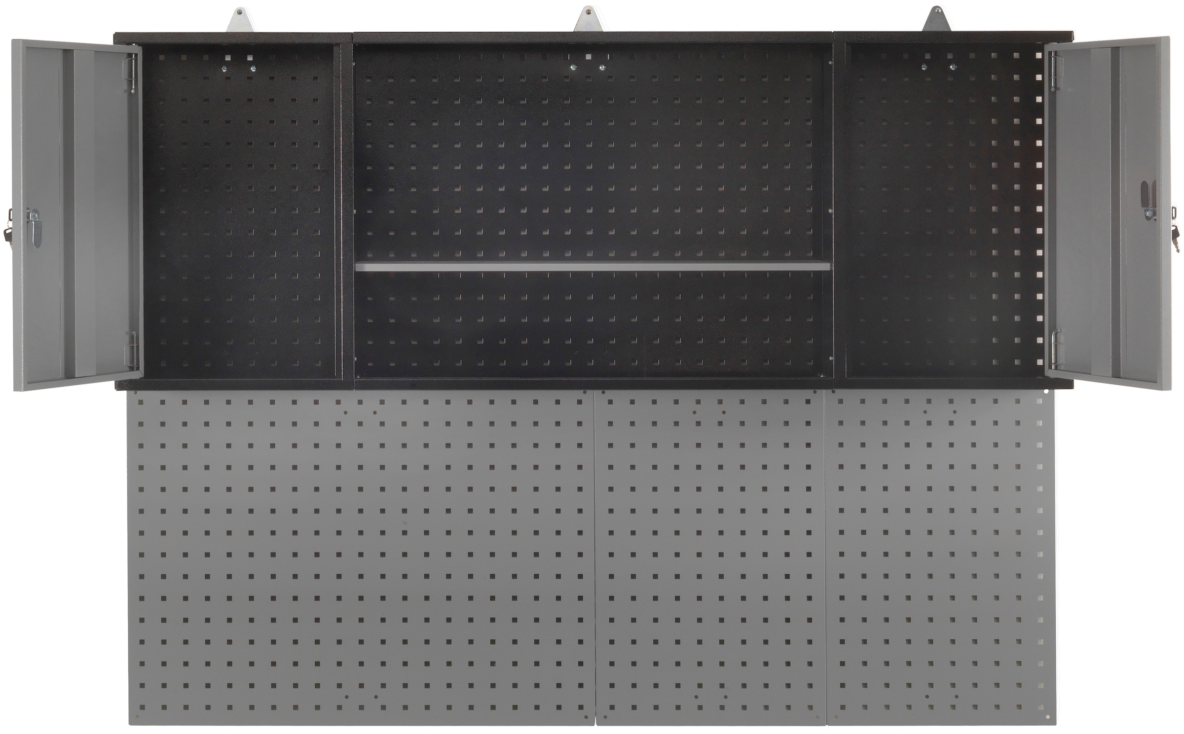 Profiwerk Werkbank »Werkstattset Hamburg«, (Set, 3 tlg.), Breite 160 cm, abschließbar, höhenverstellbar, Hängeschrank & Lochwand