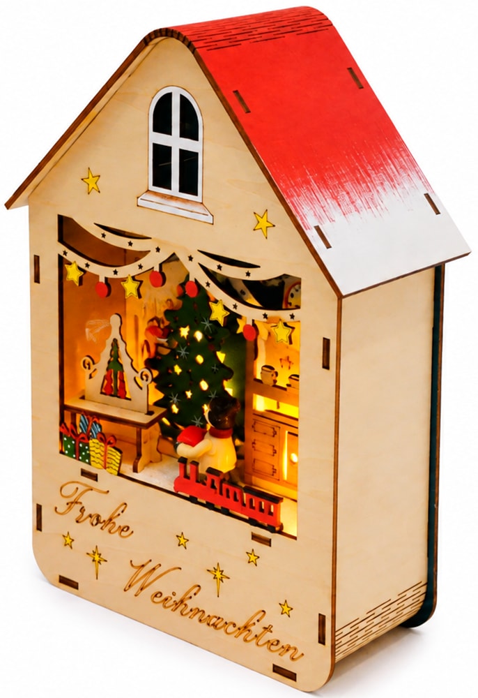 OTTO home Weihnachtsszene »1 Stück, Deko mit weihnachtlichem Motiv und LED-Beleuchtung« 6h-Timerfunktion, gratis Anhänger, Batterie, Höhe 21,5 cm