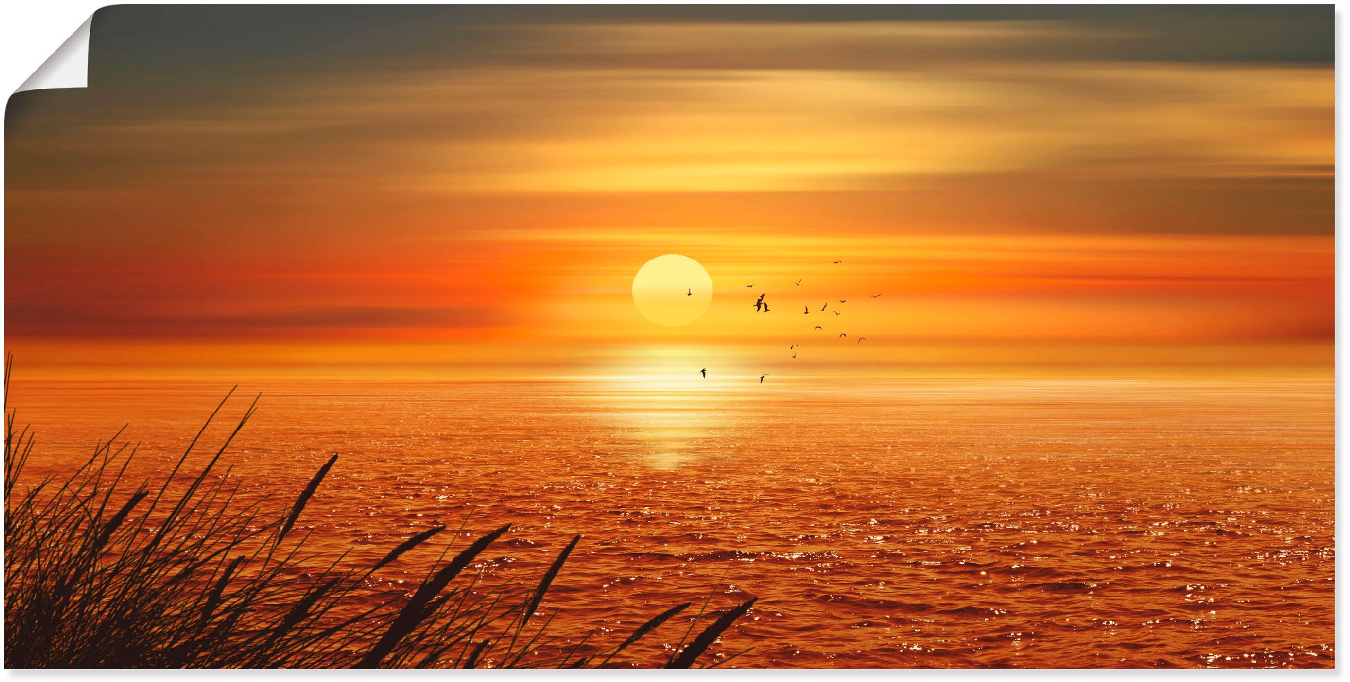 Artland Wandbild »Sonnenuntergang über dem Meer«, Sonnenaufgang & -untergang, (1 St.), als Leinwandbild, Poster, Wandaufkleber in verschied. Größen