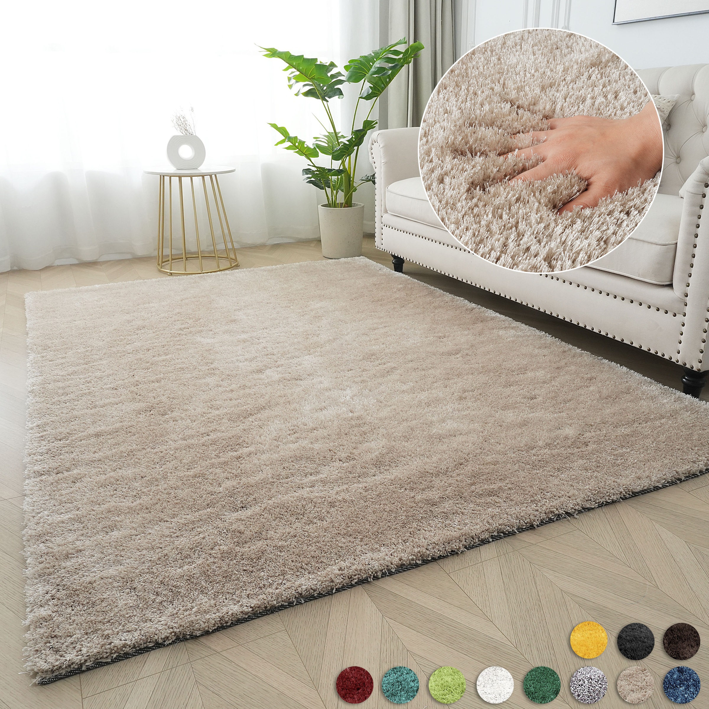 Bruno Banani Teppich »Dana Teppich, besonders weich und kuschelig, Kundenliebling«, rechteckig, 30 mm Höhe, uni, Mikrofaser Teppiche, Wohnzimmer, Schlafzimmer, Esszimmer