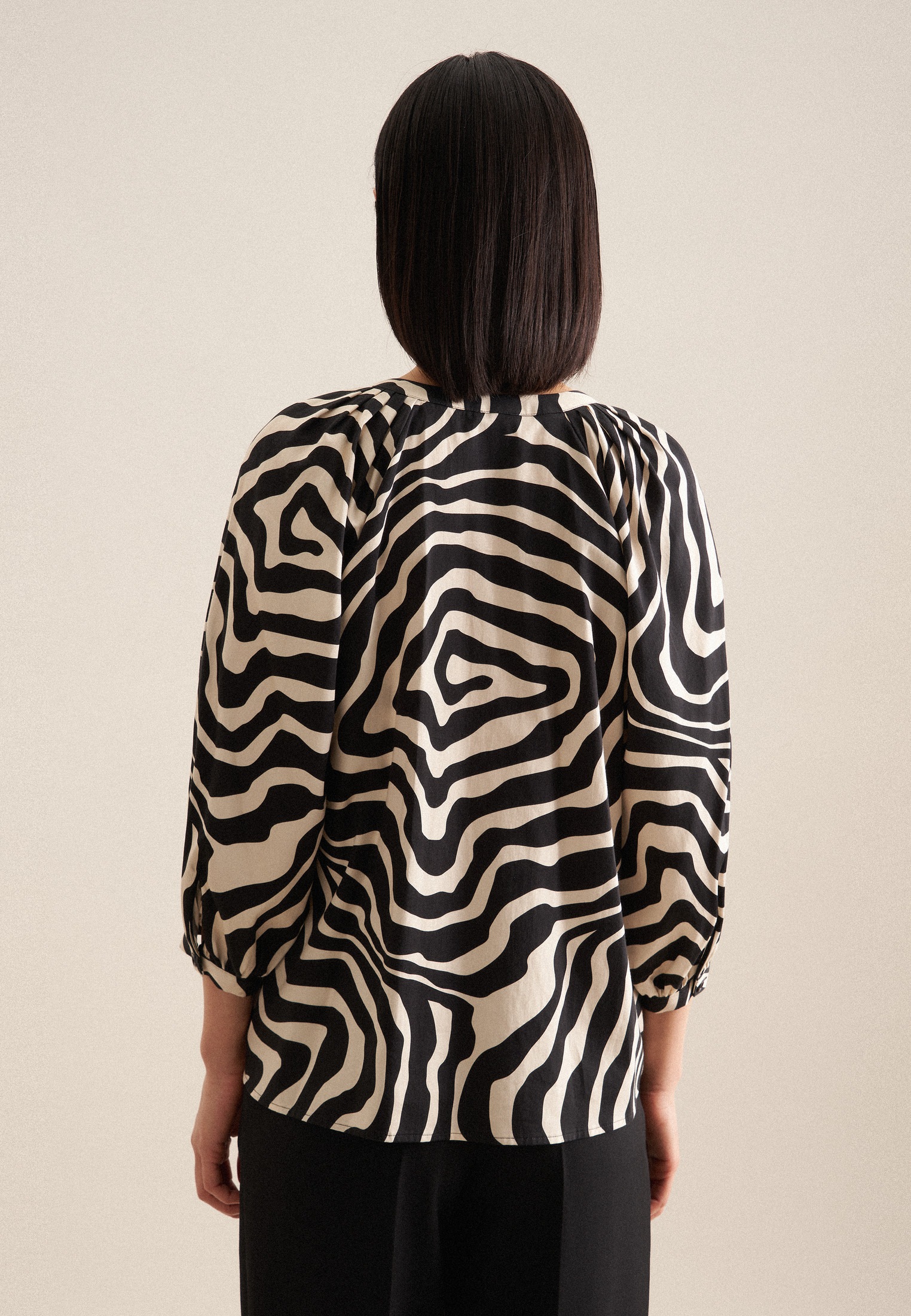 seidensticker Shirtbluse "Schwarze Rose" 3/4 Rundhals Druck günstig online kaufen