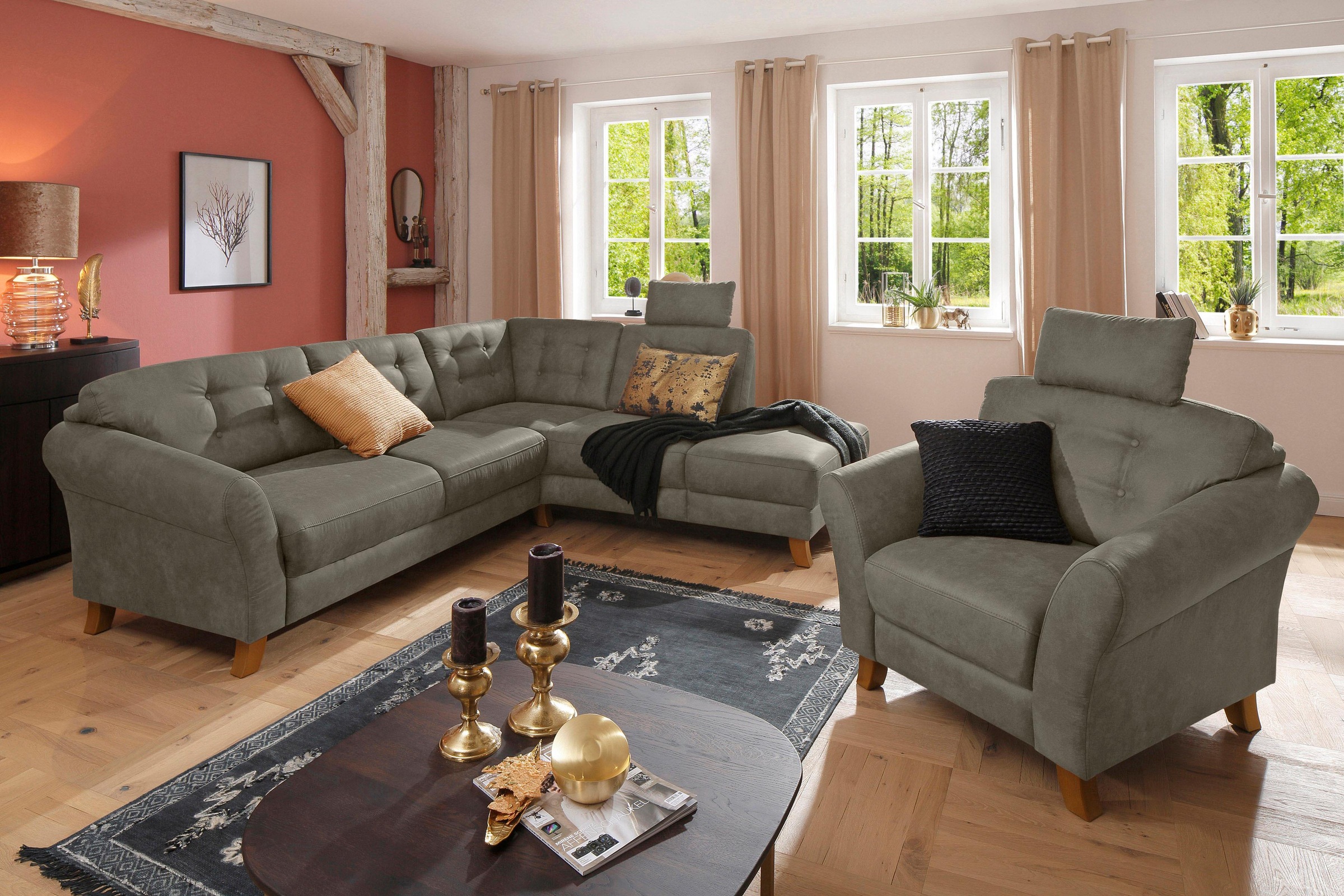 Home affaire Ecksofa »Trondheim L-Form«, mit Federkern