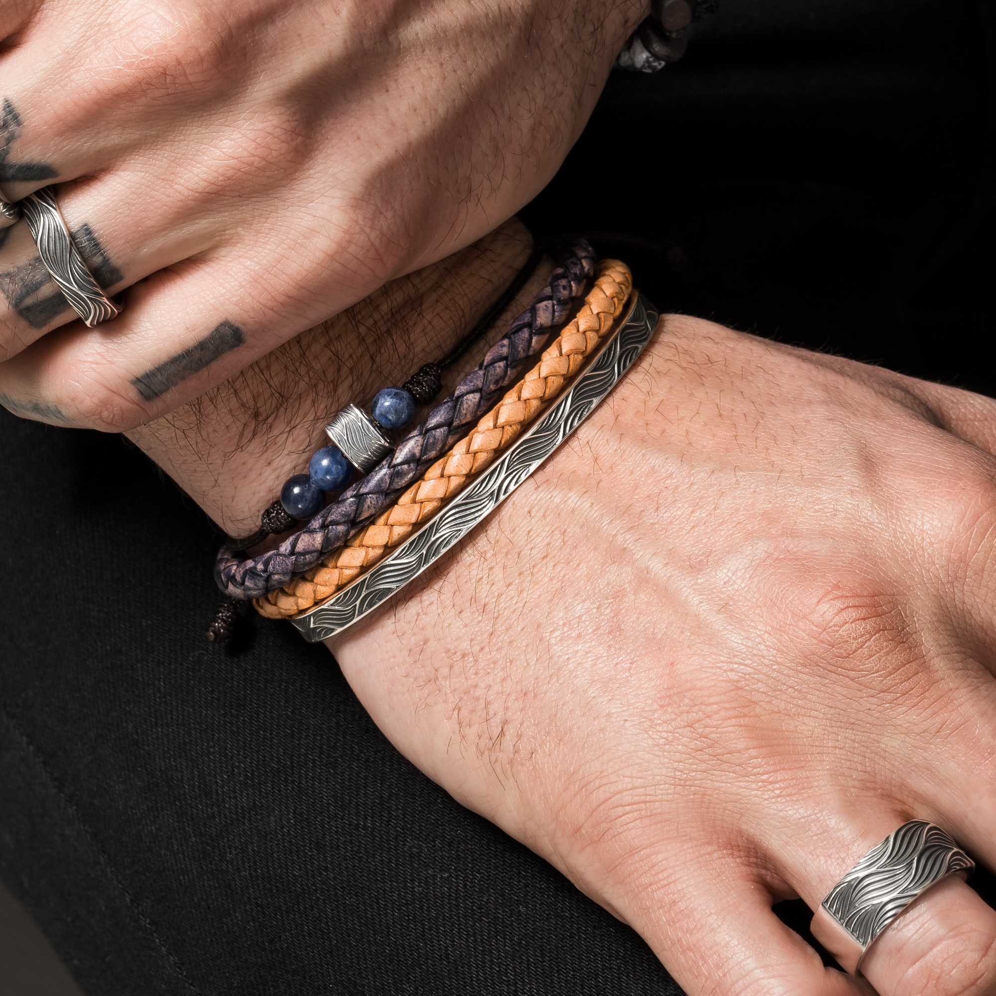 CAÏ Armband »Edelstahl Leder natur 20cm«