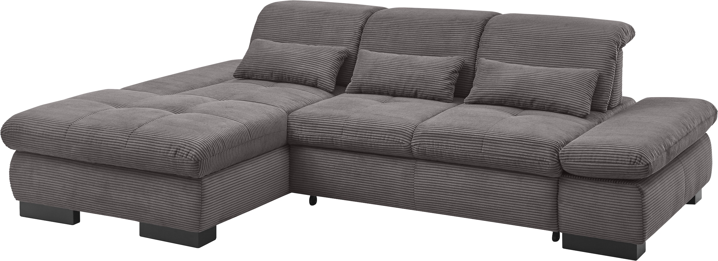 set one by Musterring Ecksofa »SO4100 V«, mit verstellbaren Kopfteilen, wahlweise mit Funktionen, Cord-Bezug