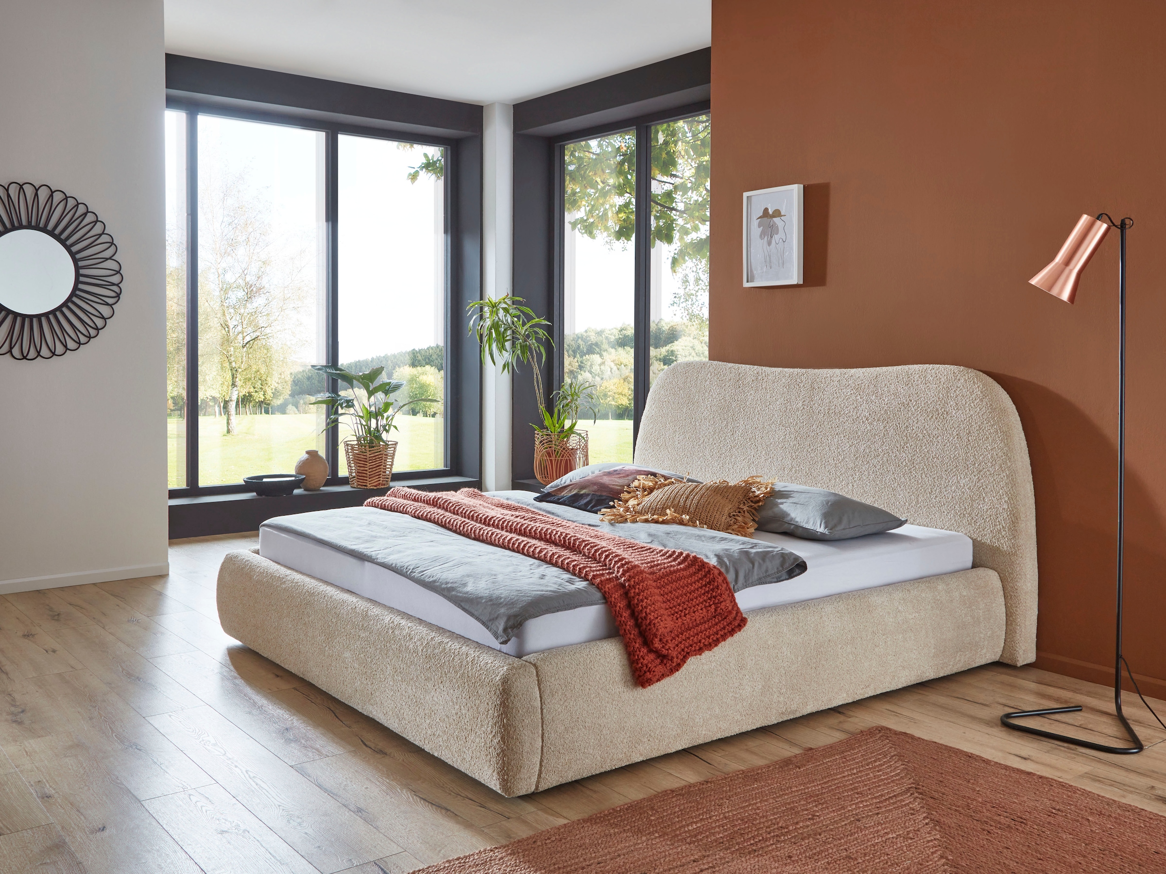 ATLANTIC home collection Polsterbett »Sophie«, mit oder ohne Stauraum, hochwertiger Bouclé-Bezug