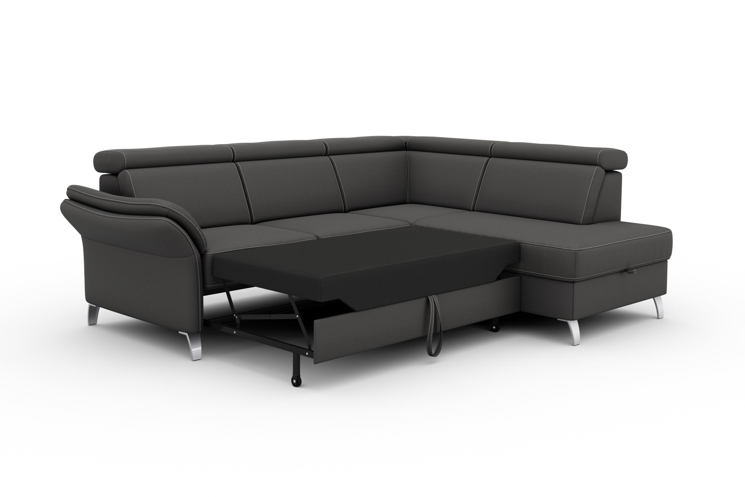 sit&more Ecksofa »Vincenzo L-Form«, inklusive Kopfteilverstellung, wahlweise mit Bettfunktion, Bettkasten