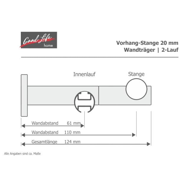 Good Life Kombi-Vorhangstange »Punta«, 2 läufig-läufig, Fixmaß | BAUR