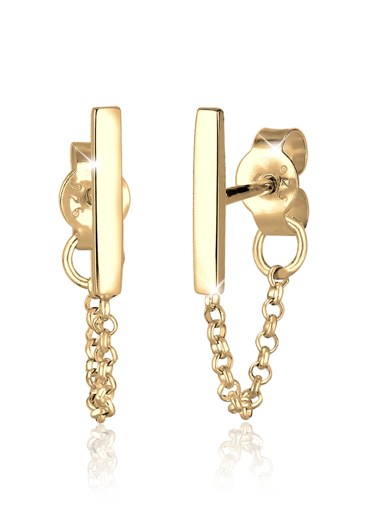 Paar Ohrhänger ELLI "Stecker Stab mit Kette 925 silber", gold, Ohrringe, Damen, onesize, ohne Stein, Silber 925 (Sterlingsilber)