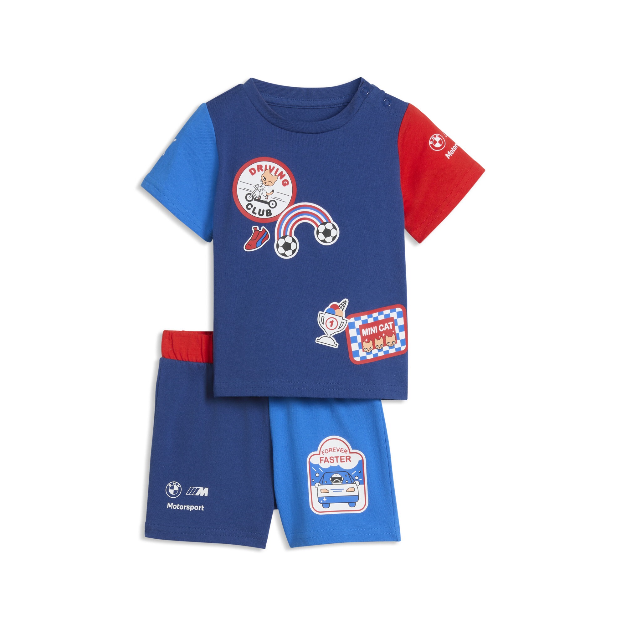 PUMA Jungen Sportanzug "BMW M MOTORSPORT Essentials T-Shirt und Shorts im Set Kinder"pro blau m color, Gr. 62, Obermaterial: 100% Baumwolle,