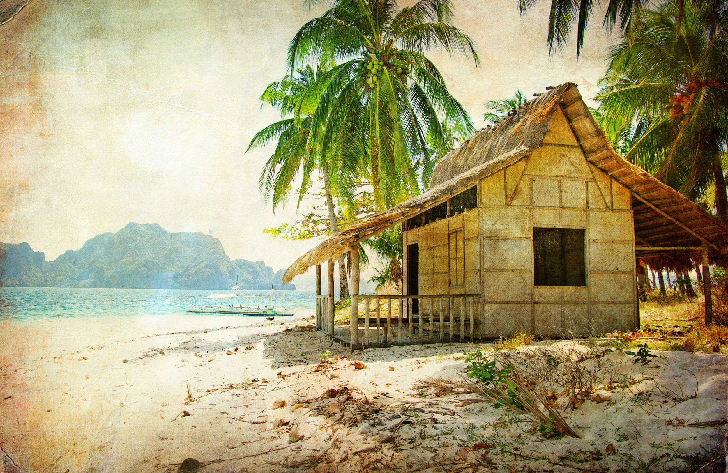 Papermoon "PALMEN-STRAND-RETRO VINTAGE KARIBIK SÜDSEE MEER DÜNEN"