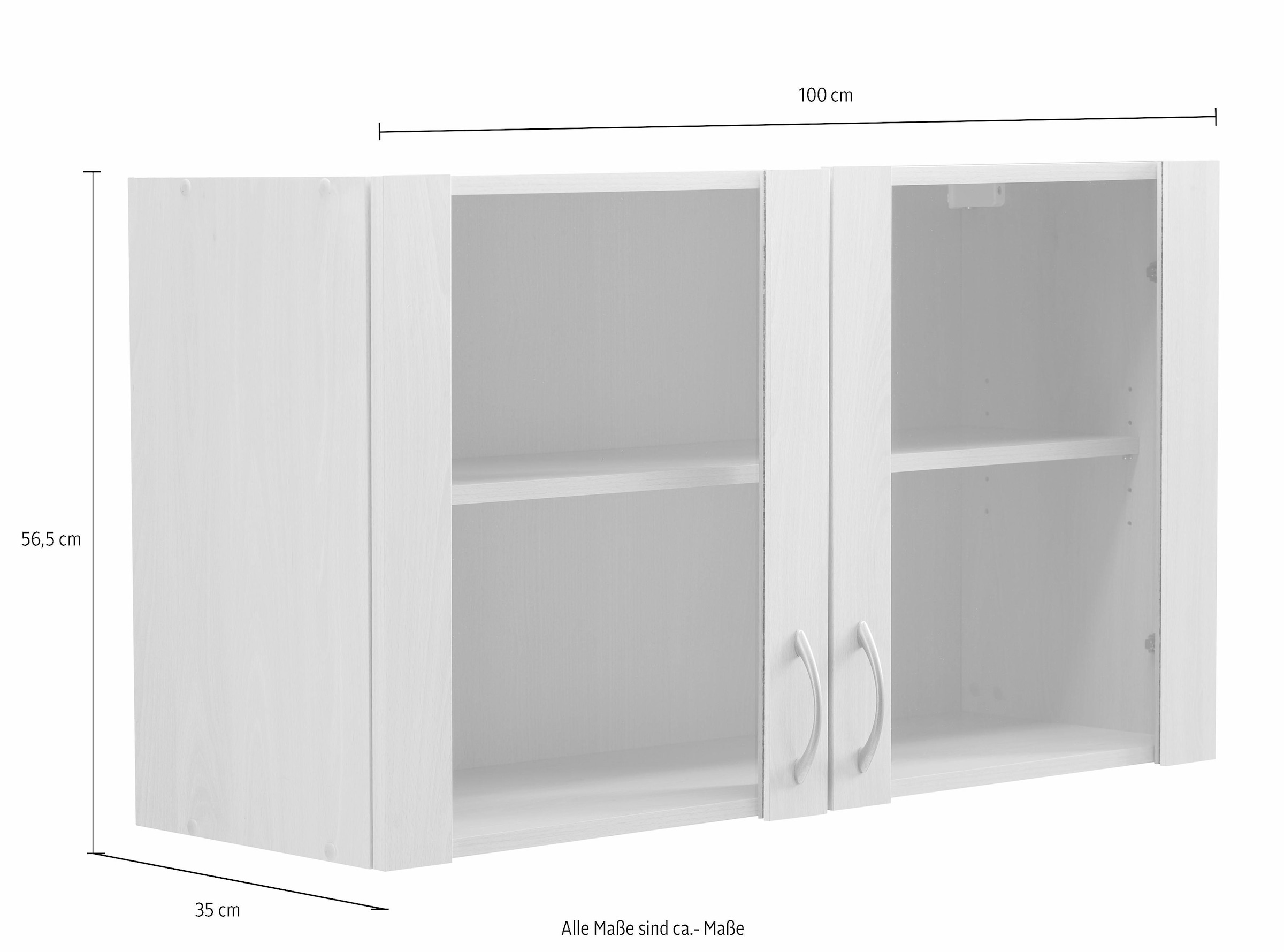 wiho Küchen mit bestellen | BAUR »Kiel«, Front Glaseinsatz Glashängeschrank