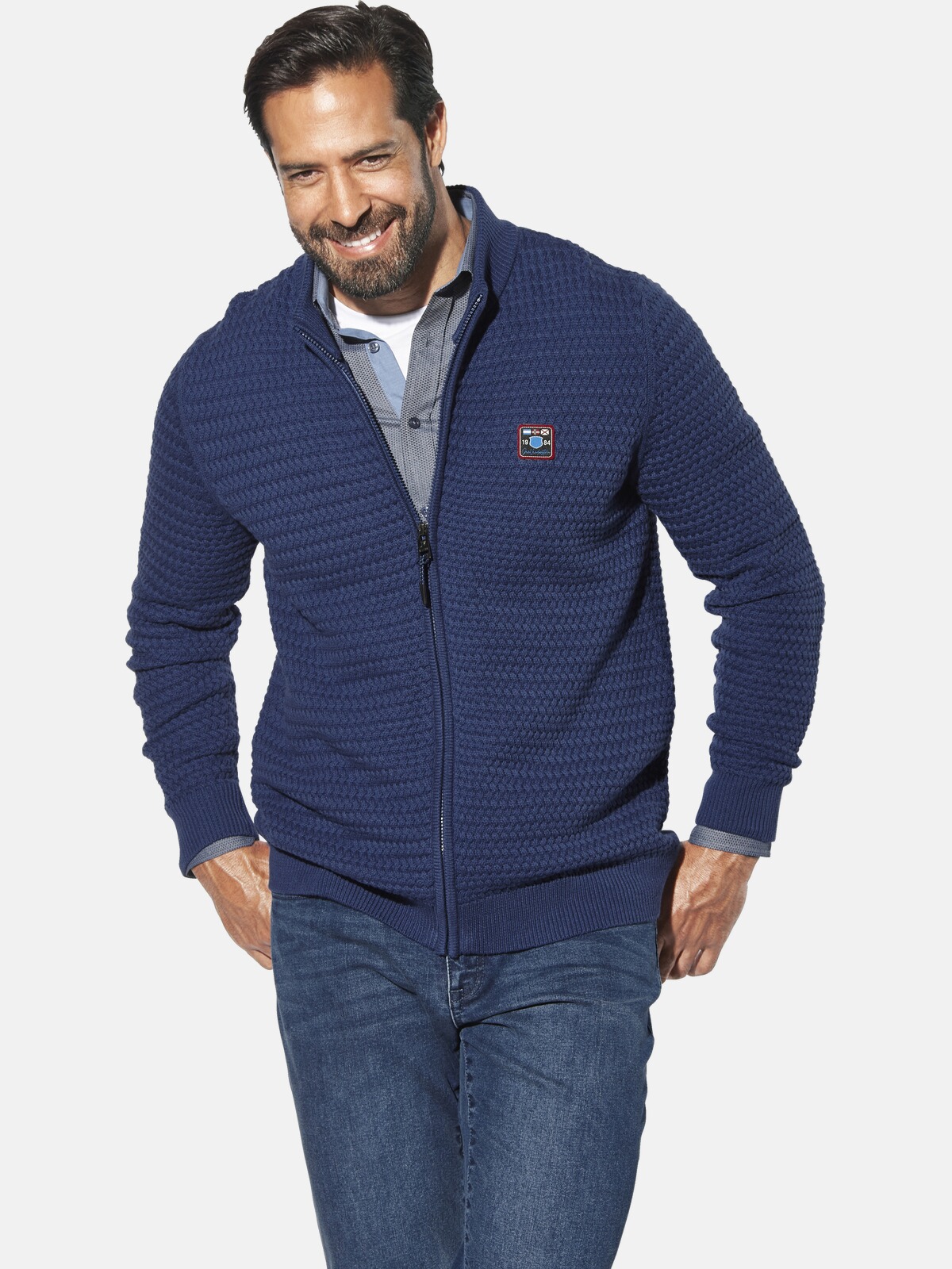 JAN VANDERSTORM Herren Strickjacke "Strickjacke BJORNVIK"blau, Gr. 4XL, Obermaterial: 100% Baumwolle CO., Strickjacken