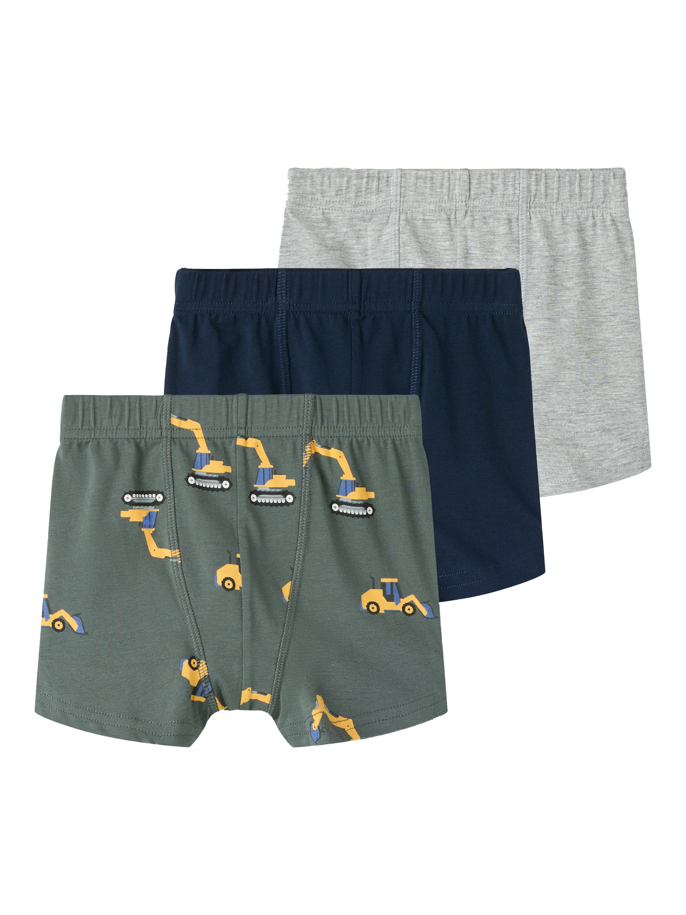Name It Boxershorts "Nmmtights 3P Excavator Noos" Packung, 3 Stk. Baumwollmischung, Uni Und Bedruckt Im Set