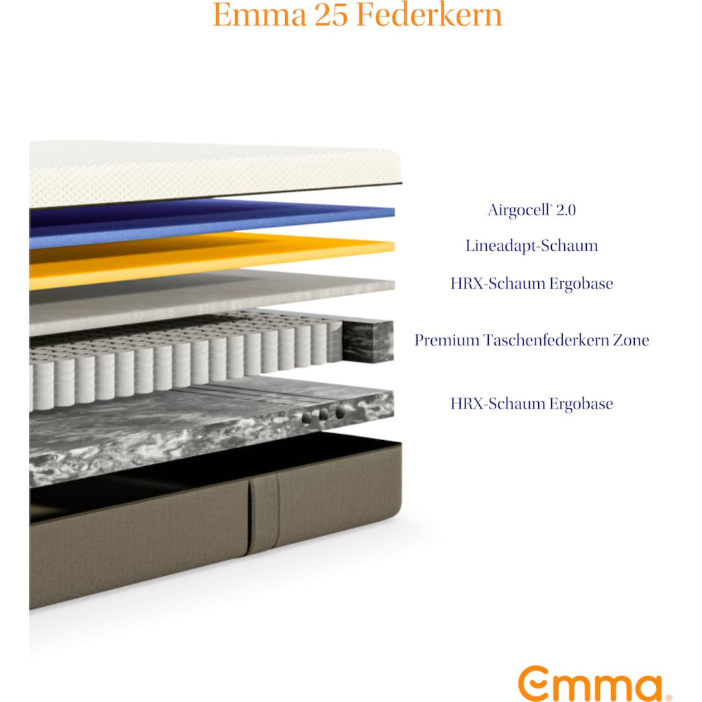 Emma Taschenfederkernmatratze »Emma 25 Federkern«, 25 cm hoch, Raumgewicht: 42 kg/m³, 340 Federn, (1 St.), Matratze in 90x200 cm und weiteren Größen, Premium-Matratze