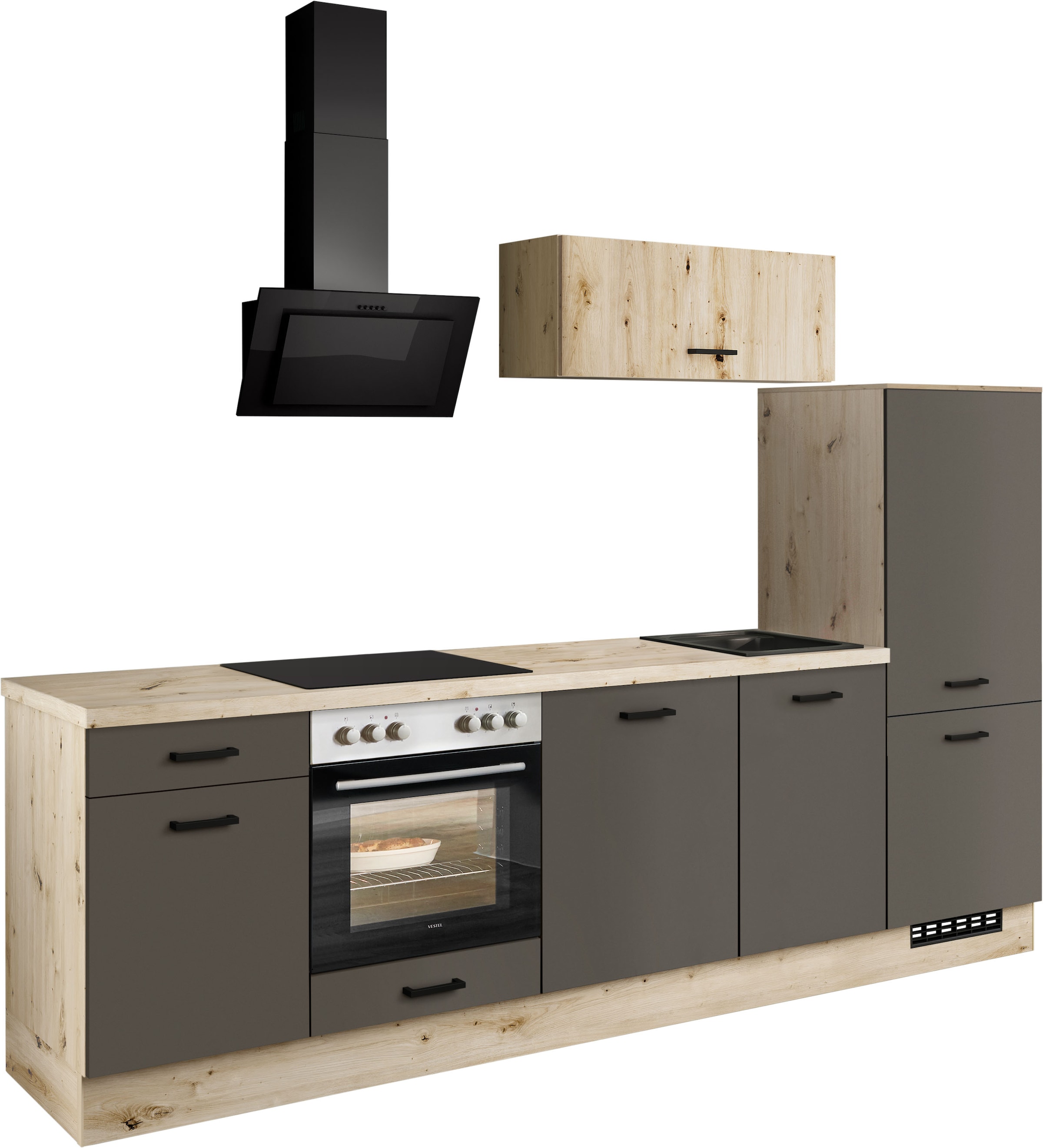 IMPULS KÜCHEN Küchenzeile "Lissabon, Ausrichtung wählbar, Schubkästen mit Soft-Close" Set, vormontiert, in verschiedenen Farben erhältlich, Breite 280 cm