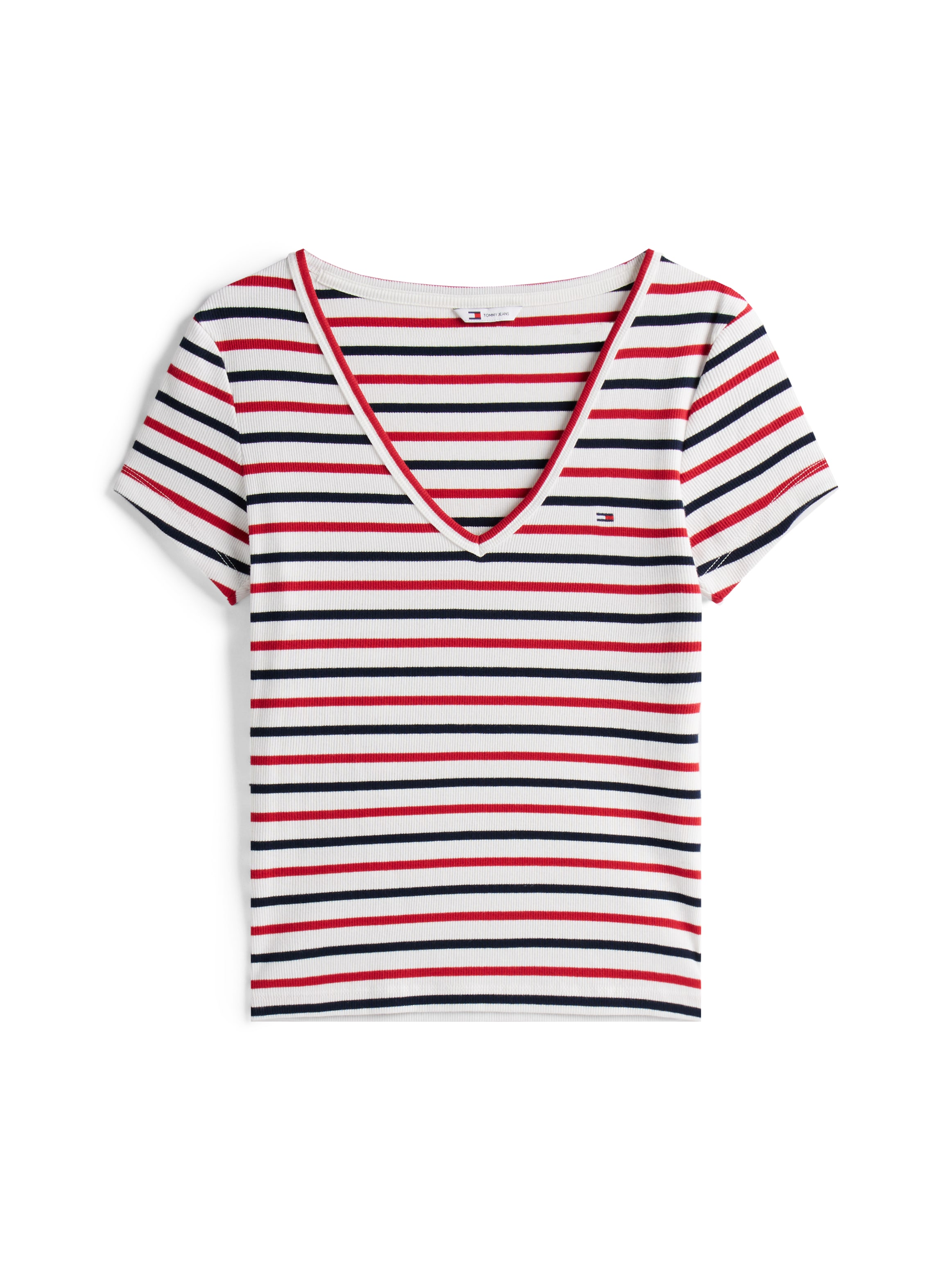 Tommy Jeans T-Shirt »TJW SLIM ESSENTIAL RIB V SS«, mit Logostickerei