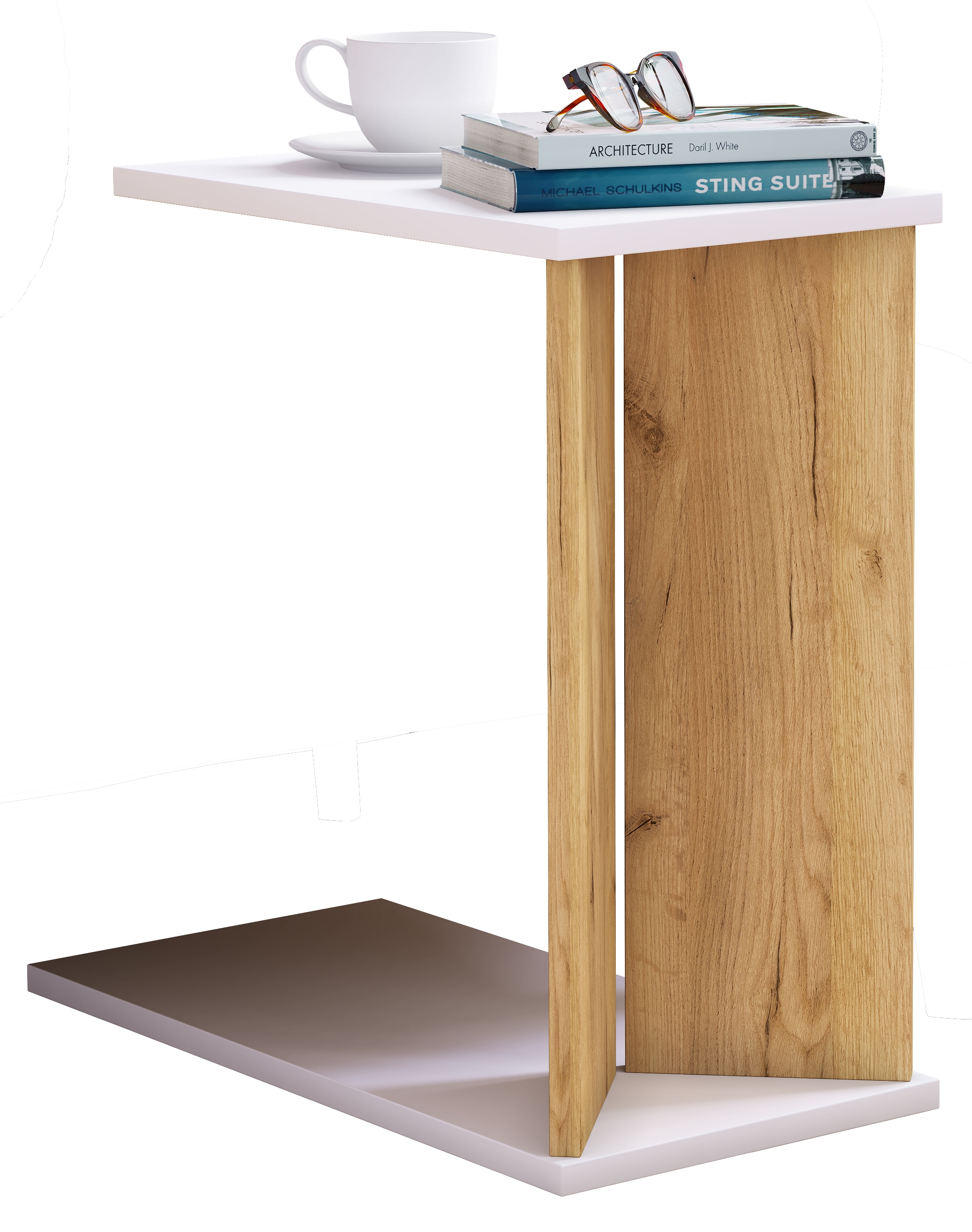 Couchtisch VCM "Holz Beistelltisch Couchtisch Sofatisch Nachto M", braun (weiß, honig, eiche), B:25cm T:50cm, Tische, Couchtisch