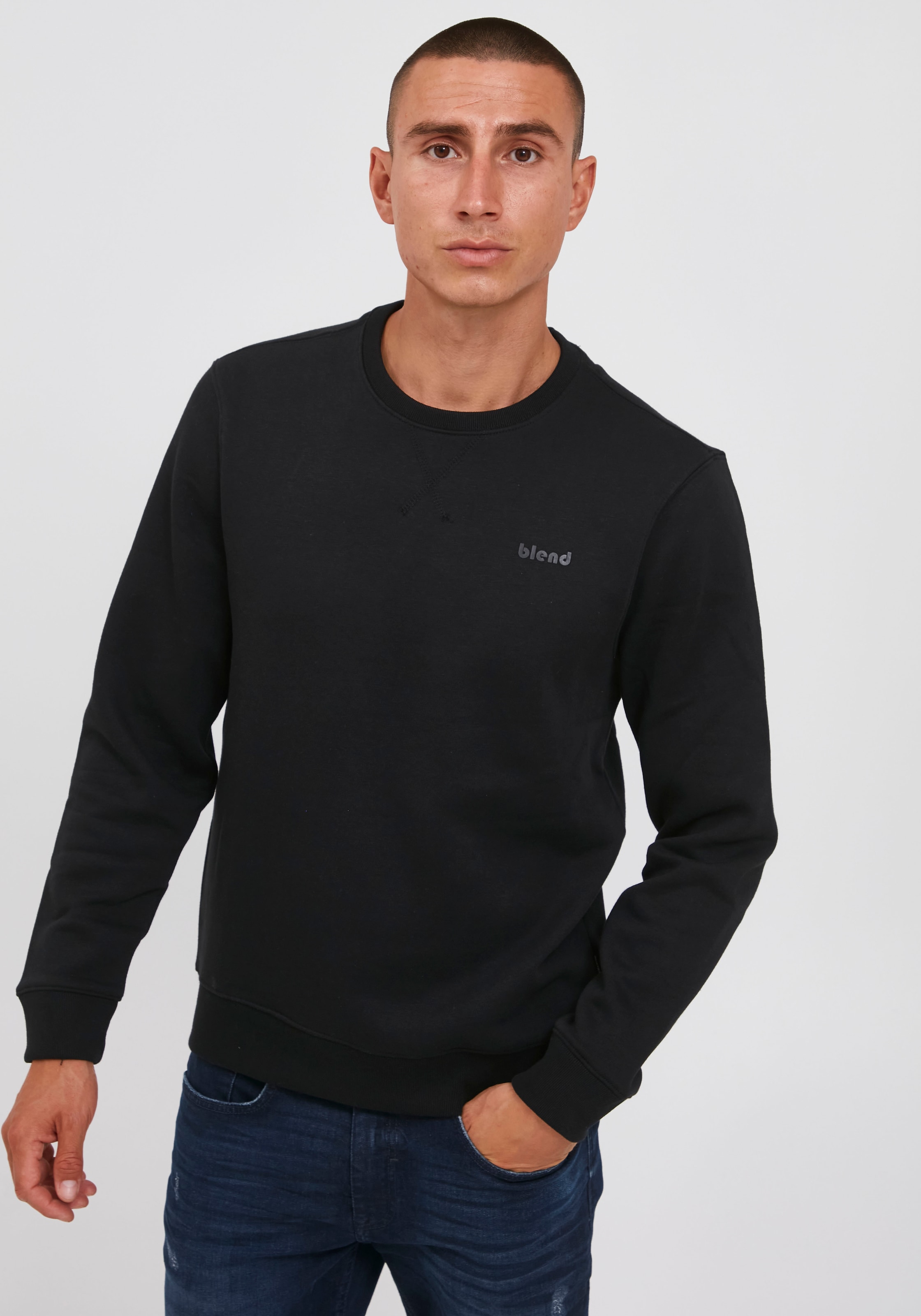 Blend Sweatshirt "BHDOWNTON CREW", aus Baumwollmischung, Slim Fit, mit Rundhalsausschnitt