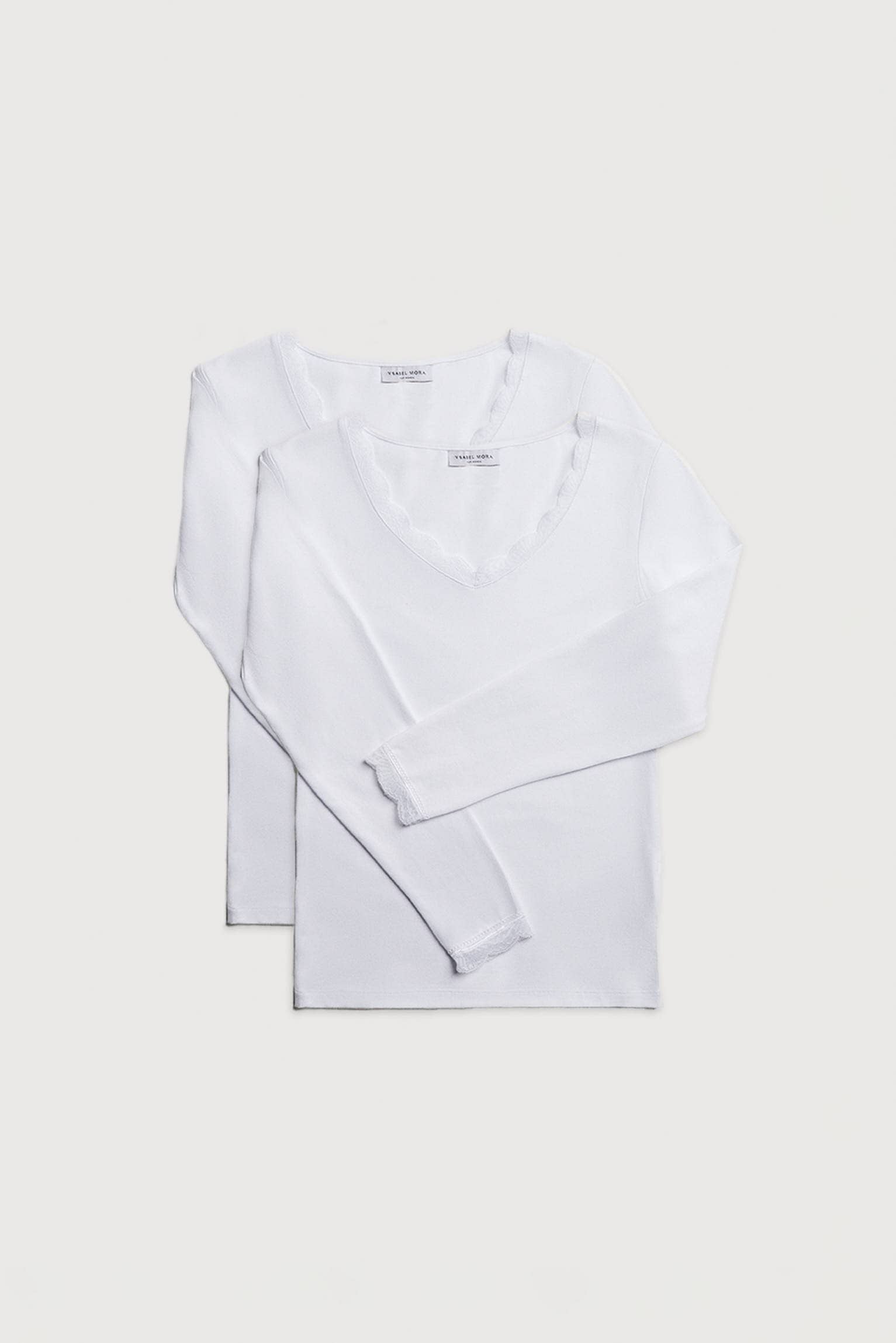 YSABEL MORA Langarmshirt "BASIC COLLECTION COTTON WITH LACE", (2er Pack), d günstig online kaufen