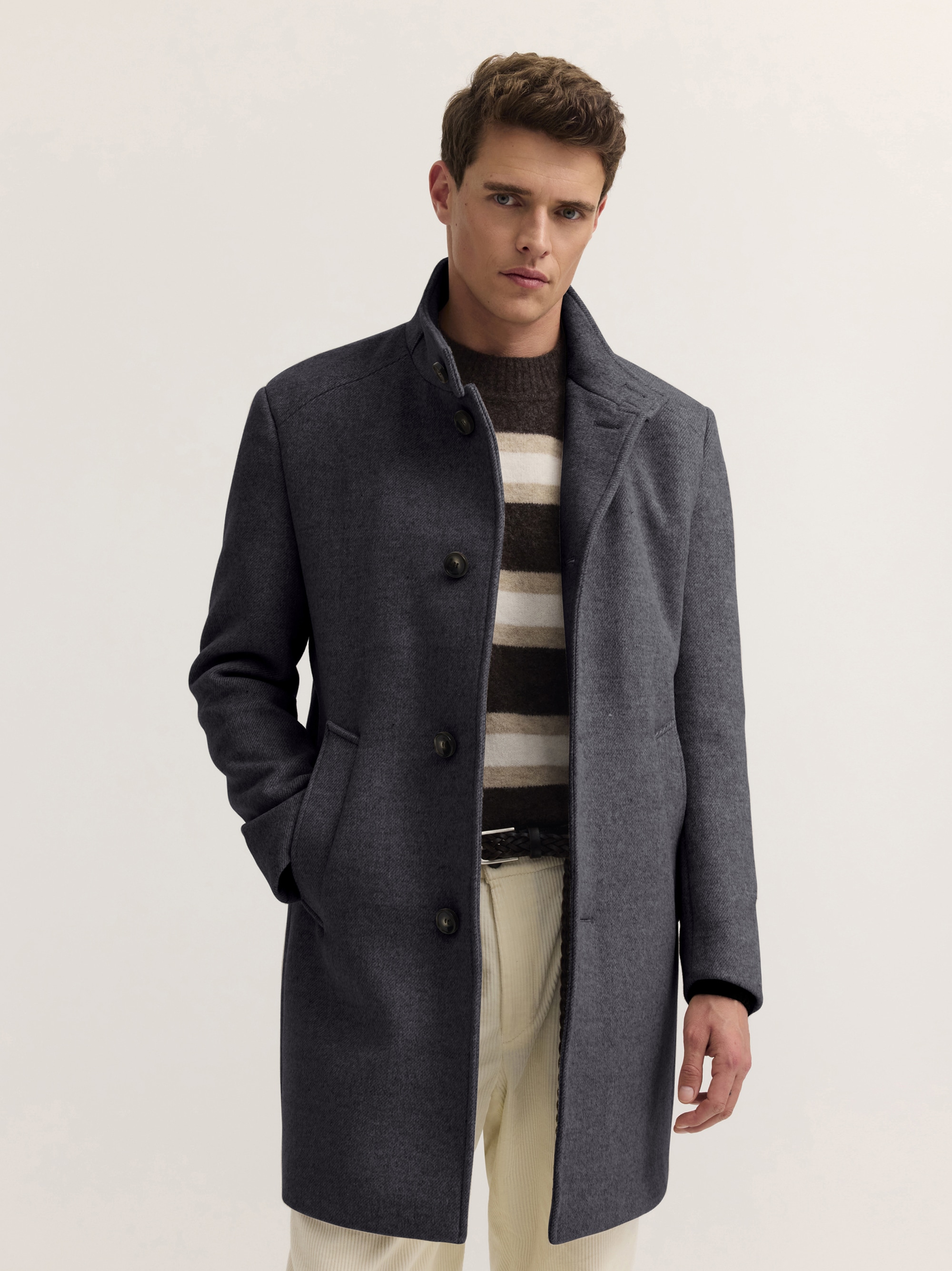 bugatti "Modern Fit" Modern Fit Wollmix Stehkragen Dynamic Series