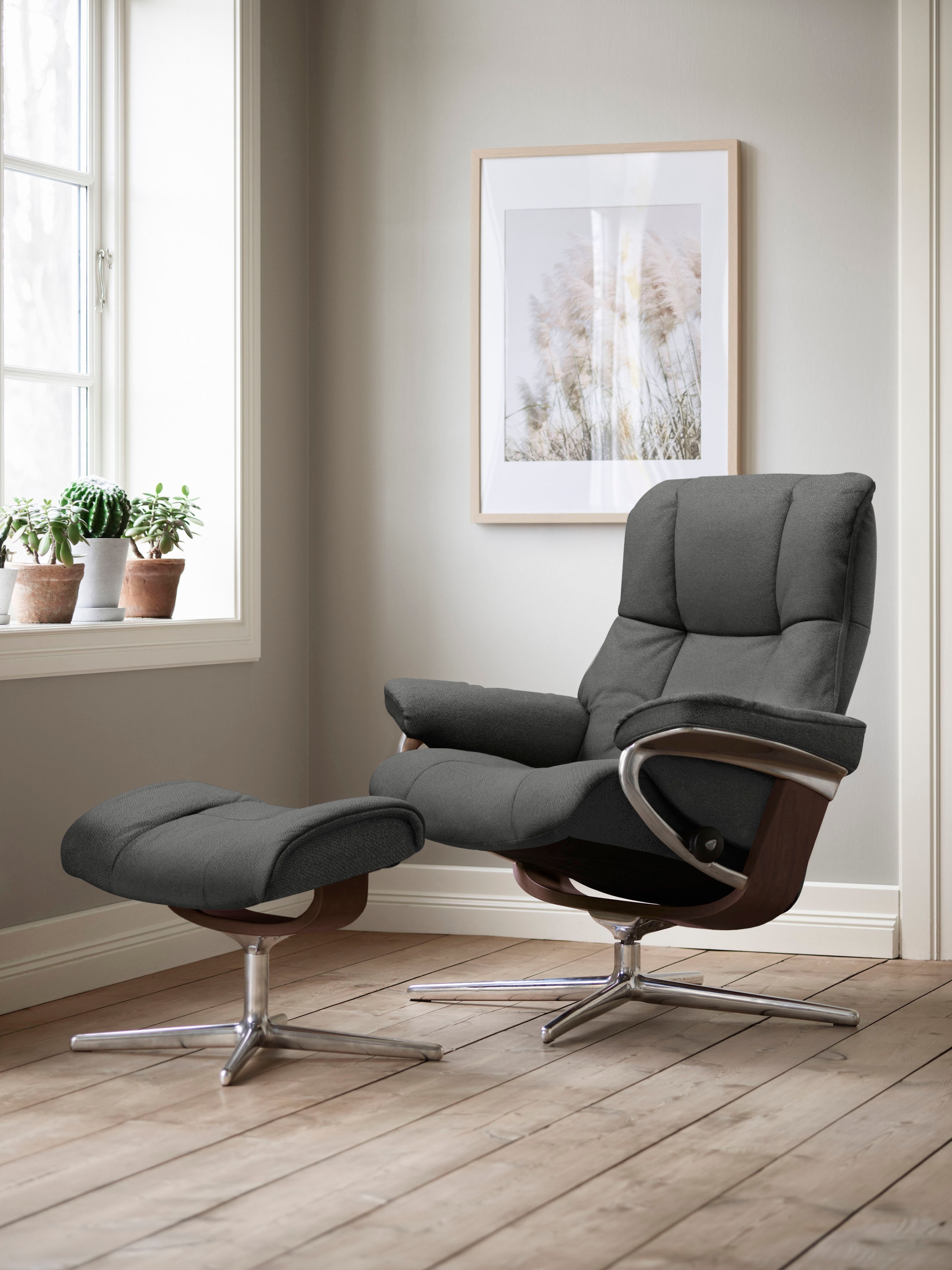 Stressless Fußhocker "Mayfair", mit Cross Base, Größe S, M & L, Holzakzent Braun