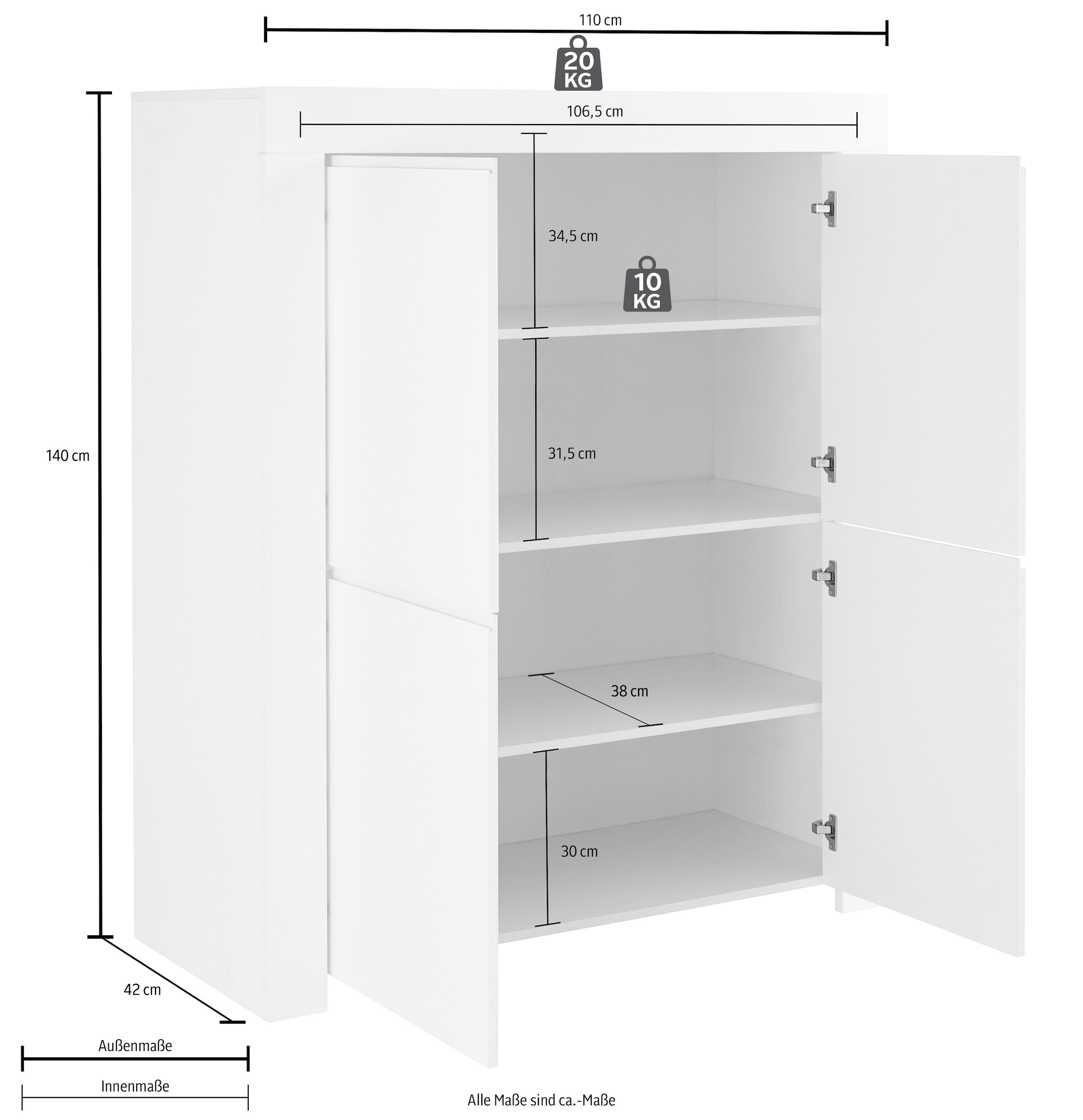 INOSIGN Highboard »Firenze«, Breite 110 cm