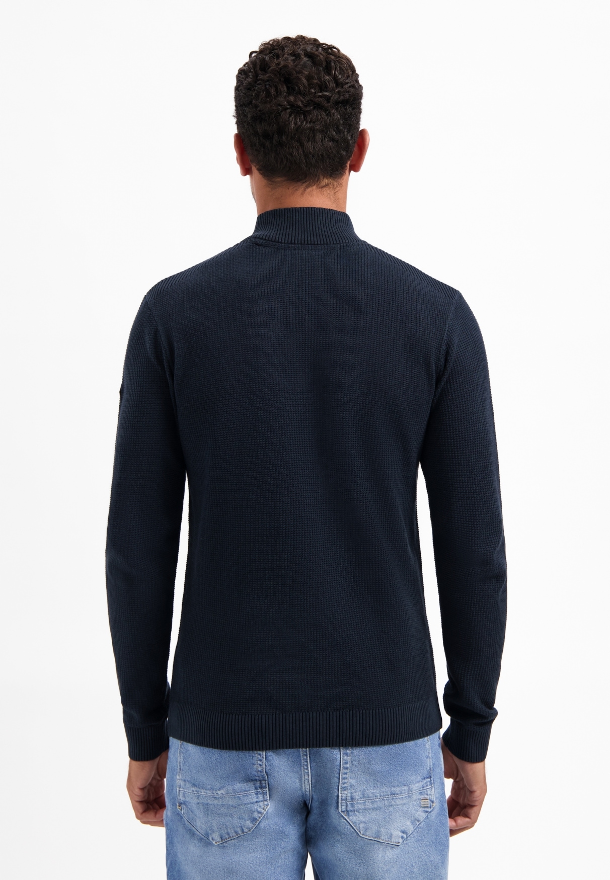 NO EXCESS Stehkragenpullover »No Excess Strukturierter Half-Zip-Pullover«