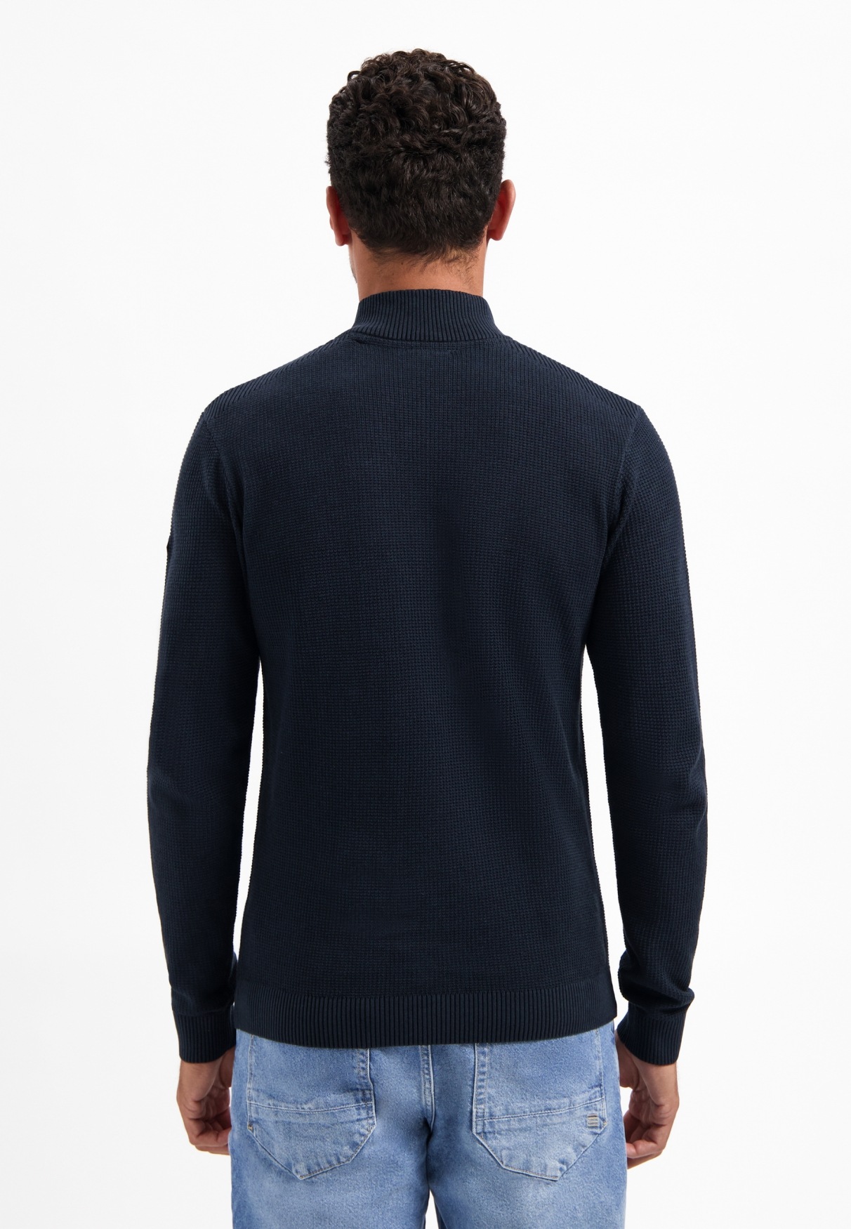 NO EXCESS Stehkragenpullover "No Excess Strukturierter Half-Zip-Pullover" günstig online kaufen