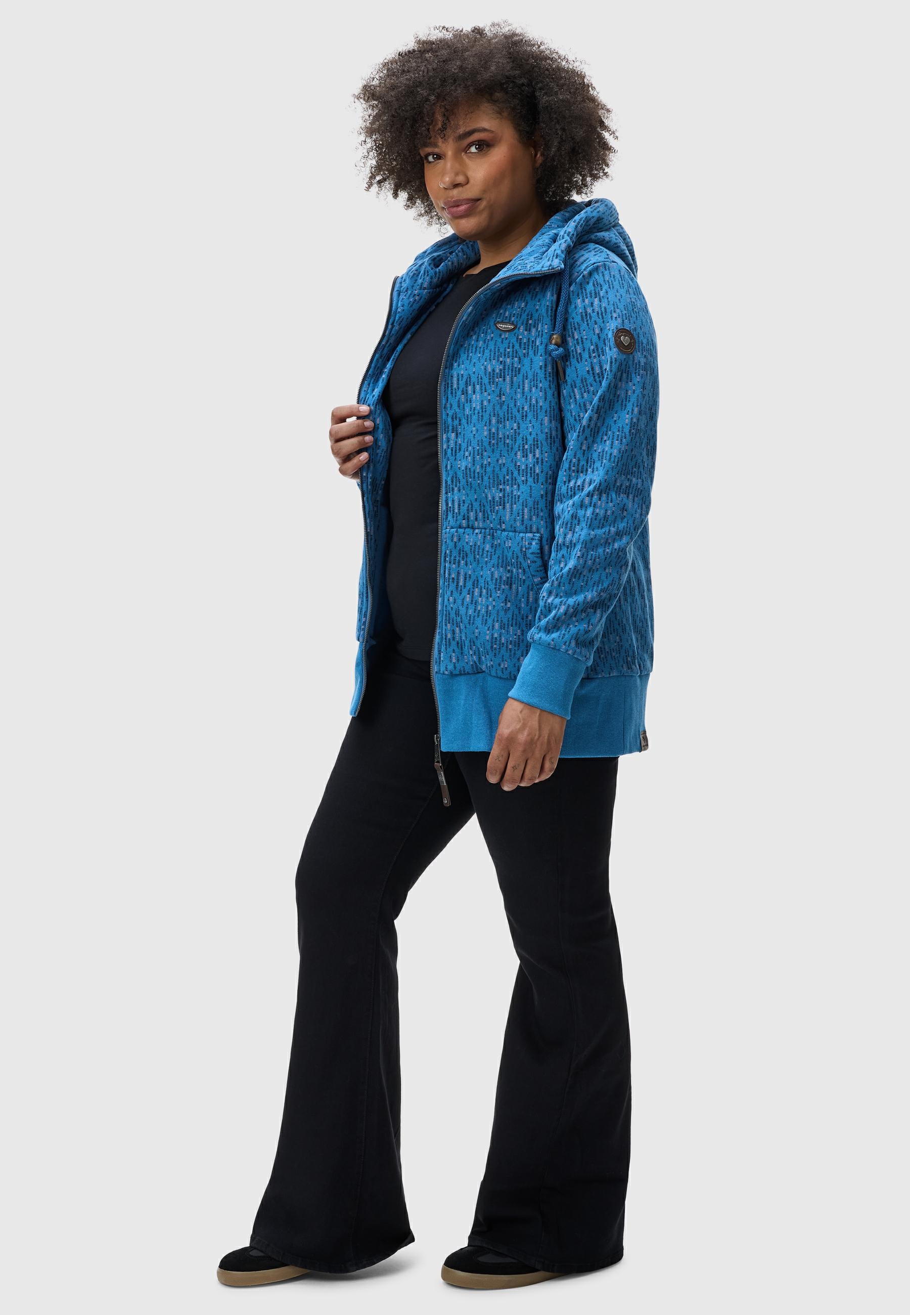 Ragwear Sweatjacke »Neska Print Zip Plus«, Cooler Damen Zip-Hoodie mit Kapuze und Print