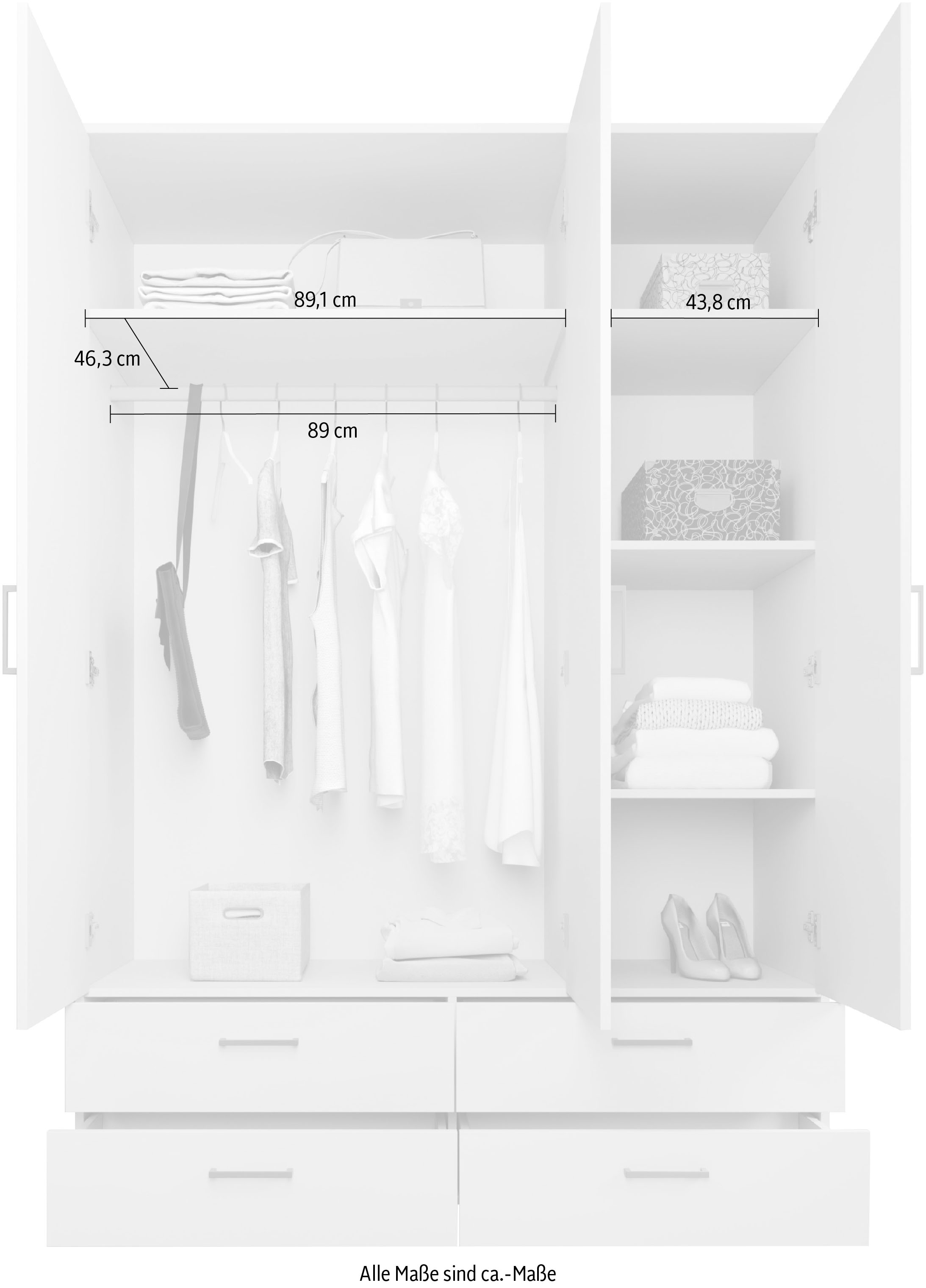 Schlafkontor Drehtürenschrank »Spazio«, weiß, Schlafzimmerschrank mit Spiegel